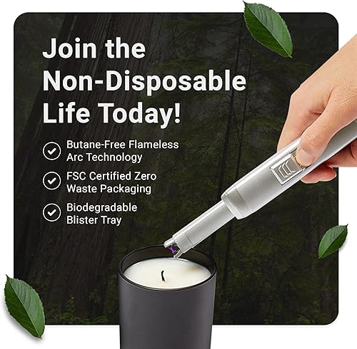 Miniatura 8 de The USB Lighter Company Encendedor eléctrico de velas, recargable, sin llama y resistente al viento, para velas, parrilla, chimenea y estufa,