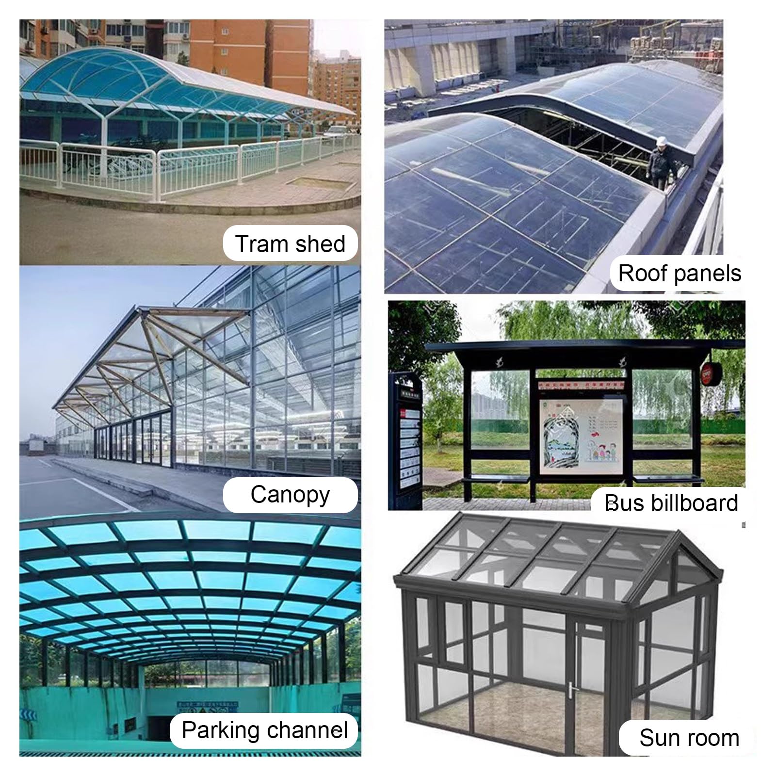 Placas de Policarbonato para Techos, Lámina de Plástico Transparente de 0,3 cm de Grosor, para Uso Residencial y Comercial(100x100cm)
