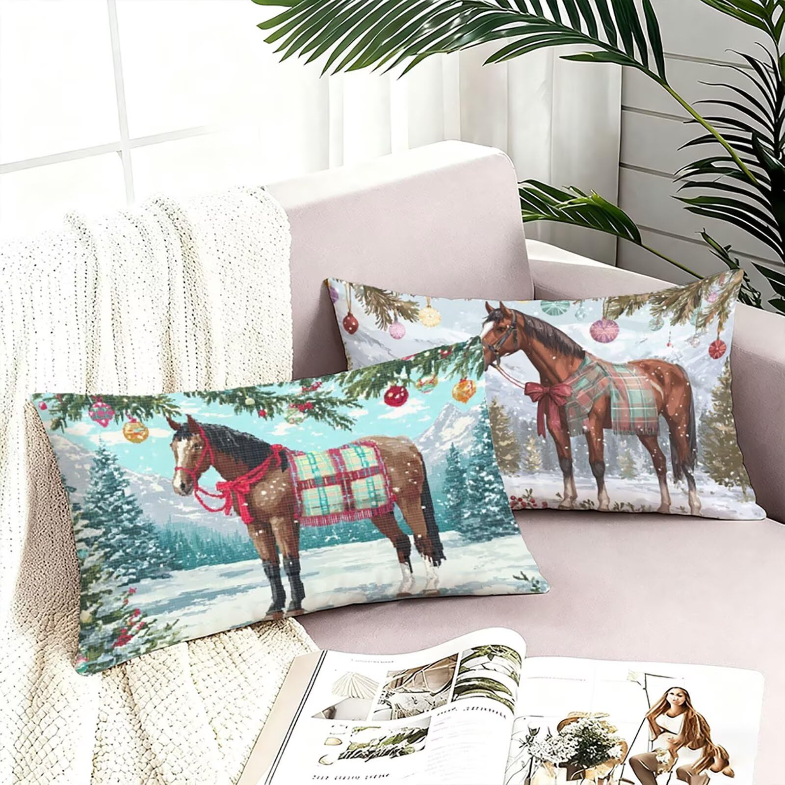 Brązowe poszewki na poduszki 70 x 90 cm poszewka na poduszkę zwierzę zewnętrzne poszewki na poduszki lniane poszewki na poduszki 2-pak dwustronny nadruk miękkie i oddychające można prać w pralce, do