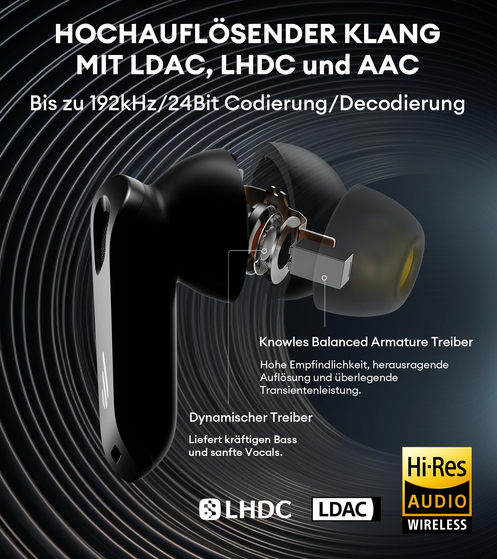 Edifier NeoBuds Pro 2 Multi-Channel Aktive Geräuschunterdrückungs Ohrhörer mit Spatial Audio, Hi-Res Sound, LDAC & LHDC, AAC, 8 Mikrofone für klare Anrufe, Bluetooth 5.3, Schnellladung, App, Schwarz