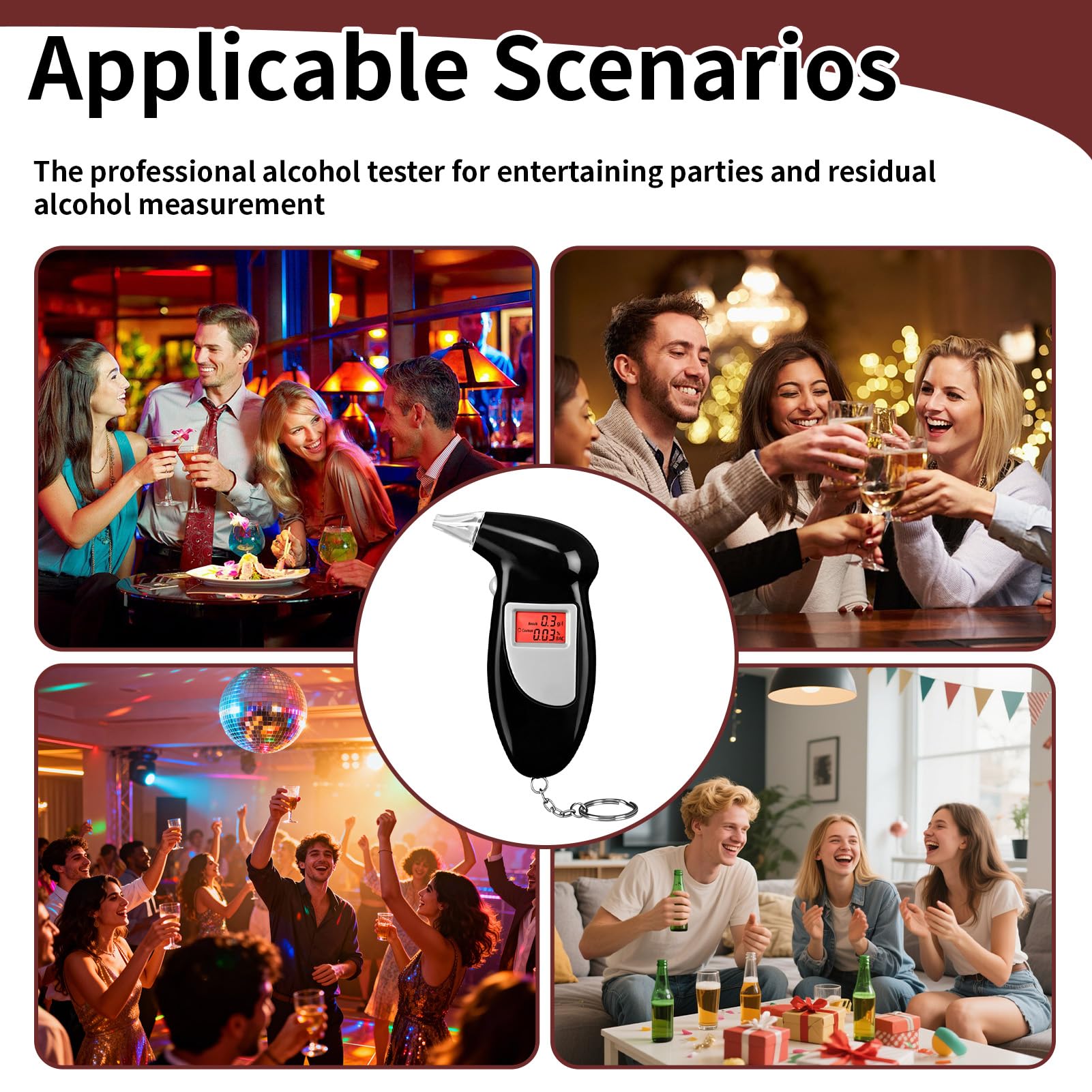 Éthylotest Électronique Haute Précision Alcootest Portable avec Écran LCD et 10 Embouts Rechangeables Éthylomètre Personnel Rapide pour Conduite Sécurisée et Usage Domestique
