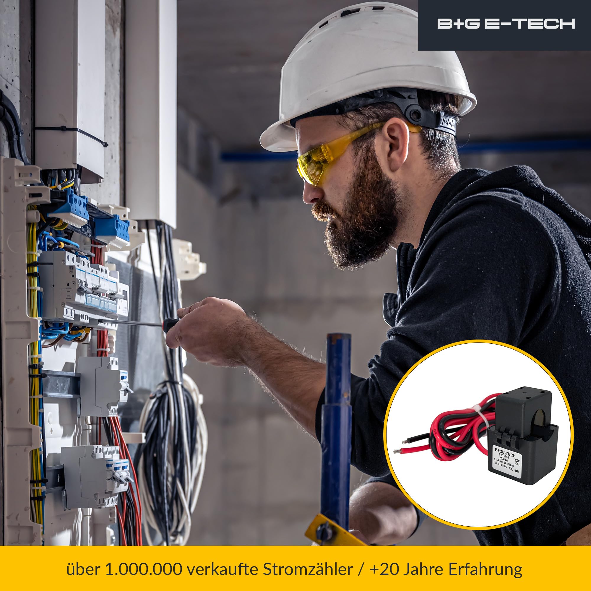 Stromwandler [SCT-Serie] – Split-Core Stromsensor für präzise Lastmessung – Klappwandler für Stromzähler & PV-Wechselrichter – Effiziente Leistungsmessung & einfache Installation (SCT-T24 100/5A)