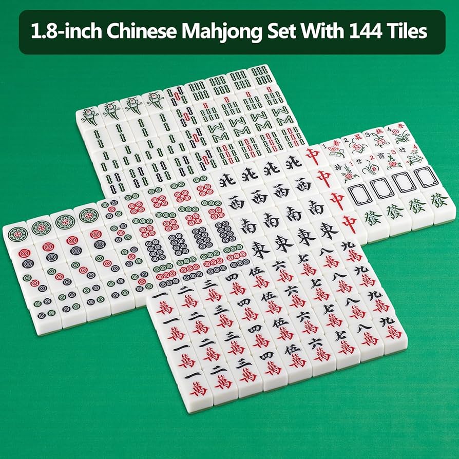麻雀 yaojiejinjing 麻雀 yaojiejinjing 144-Tile/set Chinese Mahjong 22-44mm