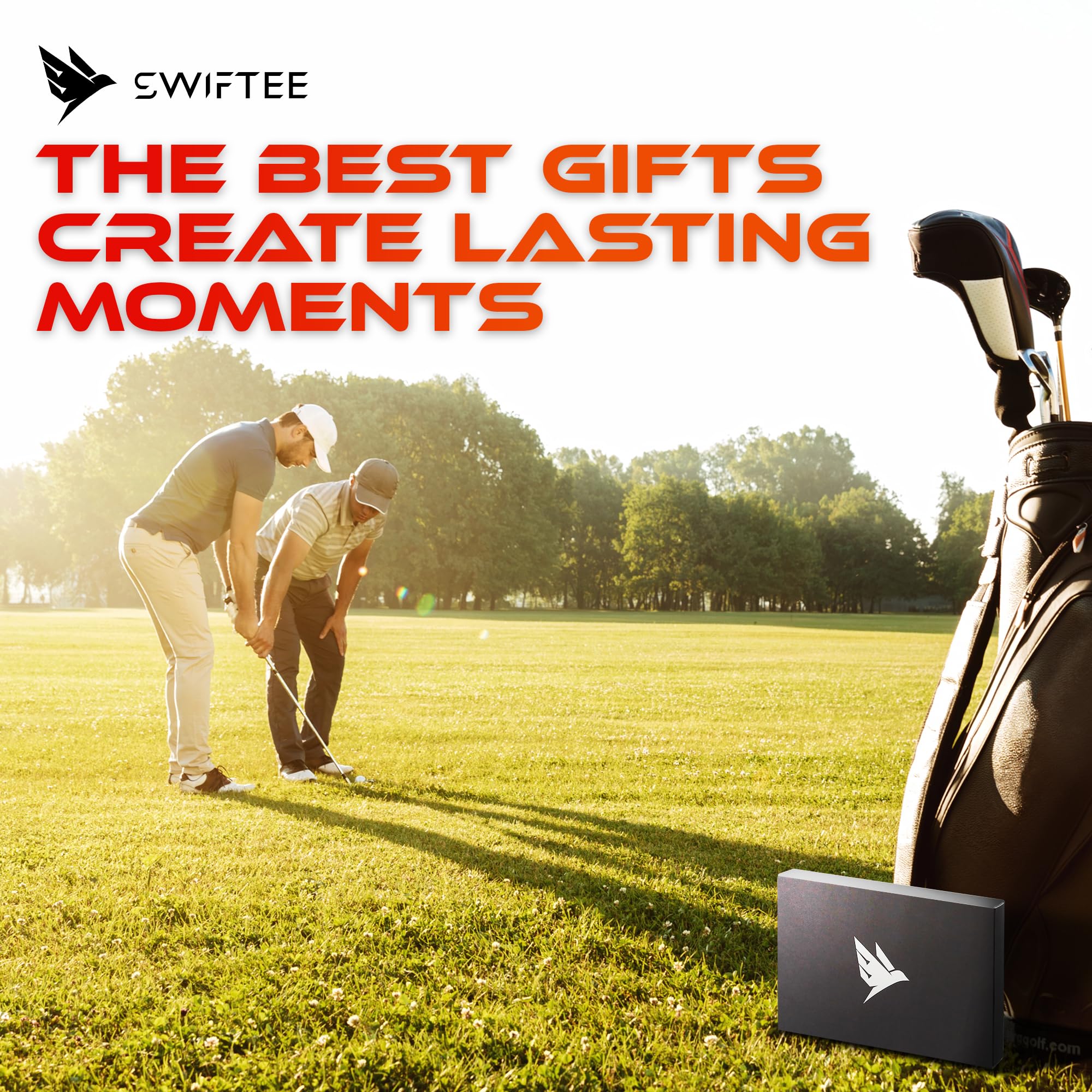 SWIFTEE Coffret cadeau de golf Premium – Outil multifonction 7 en 1 pour golfeurs + ensemble complet d'accessoires (Tees, marqueur de balle, clip de chapeau, pochette) – Cadeau de golf parfait