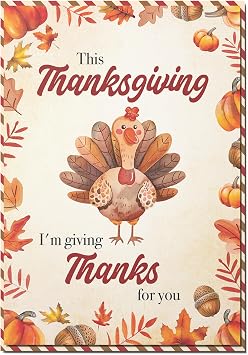 Thankful Thanksgiving Greeting Card, Funny Turkey Thanksful Card, Fall Card with Envelope & Seal, Thank You Gift, Turkey Thanksgiving Greeting Cards