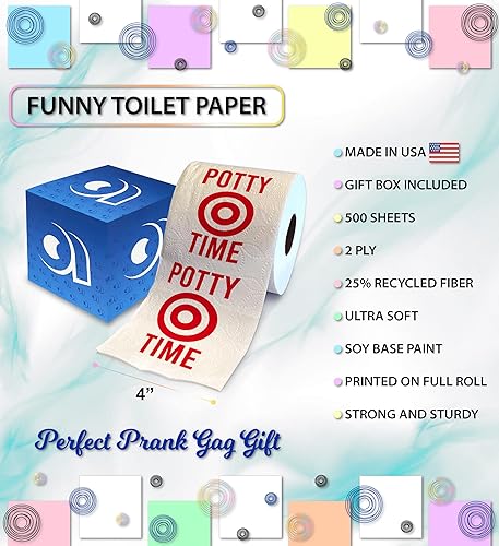 Miniatura 3 de Potty Time Bulls Eye - Papel higiénico con estampado de ojos de toros, divertido rollo de papel higiénico para broma, sorpresa, decoración de baño,