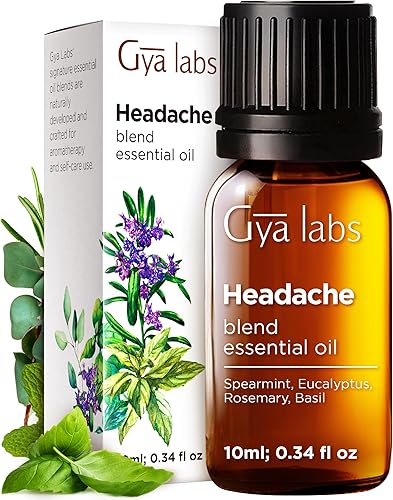 Gya Labs Mezcla de aceites esenciales para el dolor de cabeza para difusor, aromaterapia, masaje y bricolaje – Ingredientes naturales 100% puros de