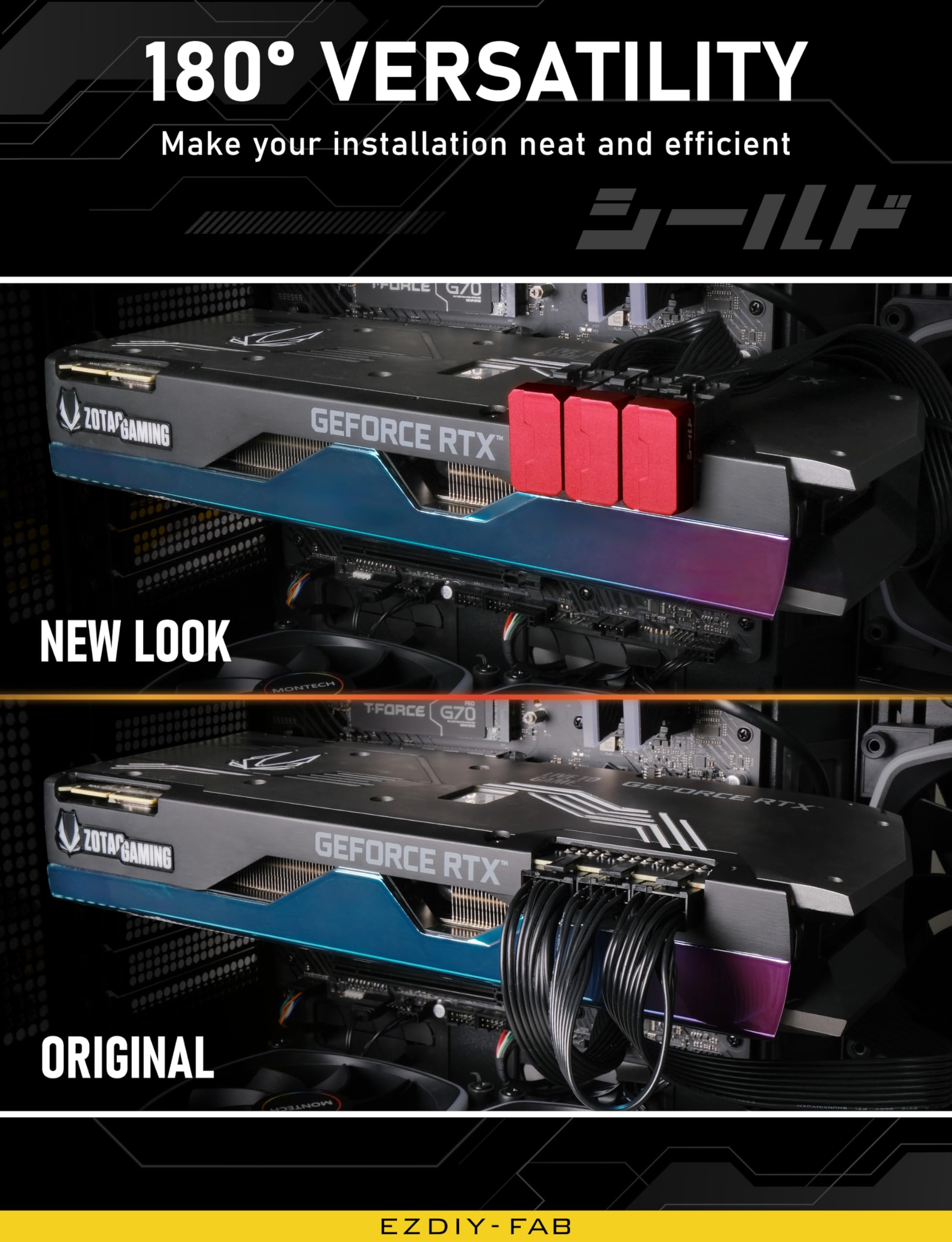 Adaptador PCIe 8 Pin 180 Grados EZDIY-FAB - Conector En U Para Tarjetas Gráficas - Pack De 2 Unidades