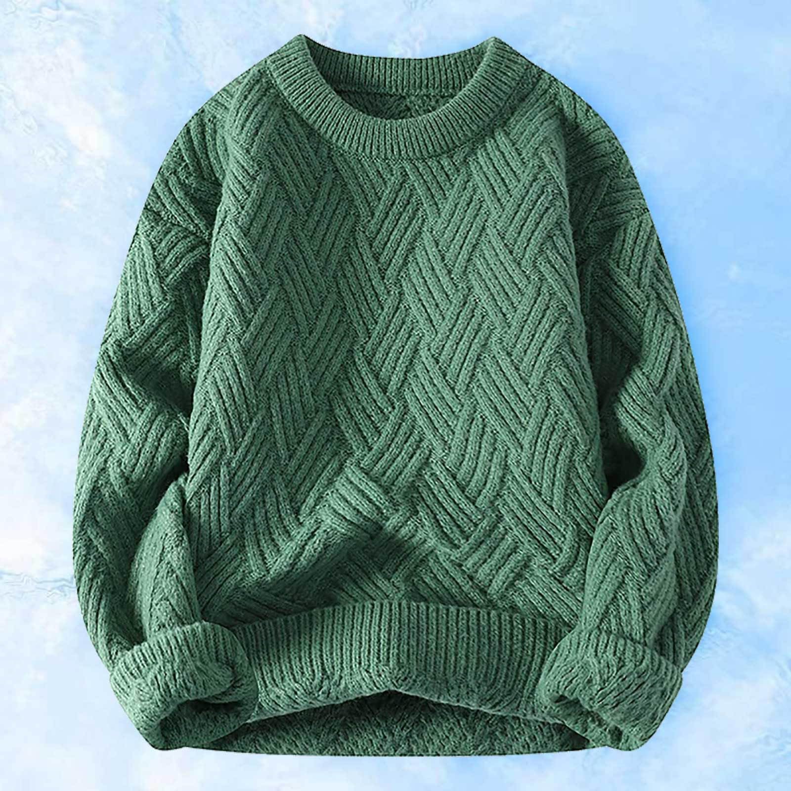 Pull Homme,Pull éPais en Tricot De Couleur Unie pour Homme VêTement d'automne Et d'hiver