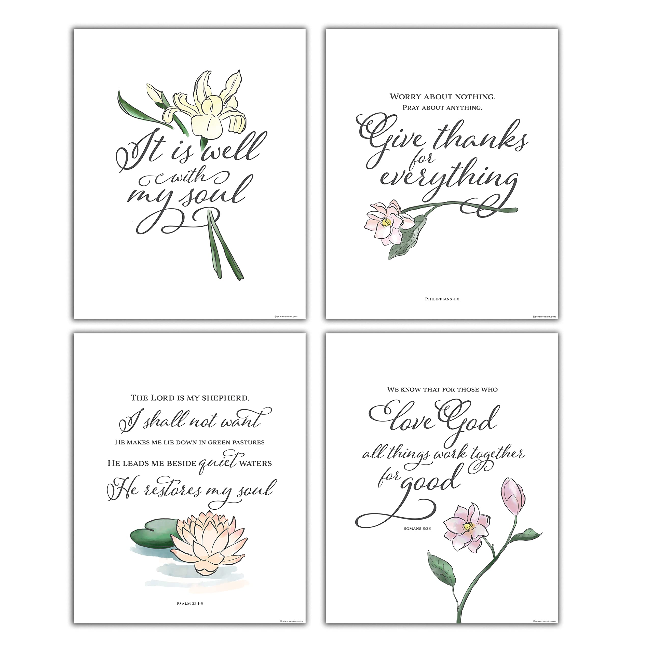 Buy Floral Bible Verse Wall Art Christian Wall Decor Set It Is Well