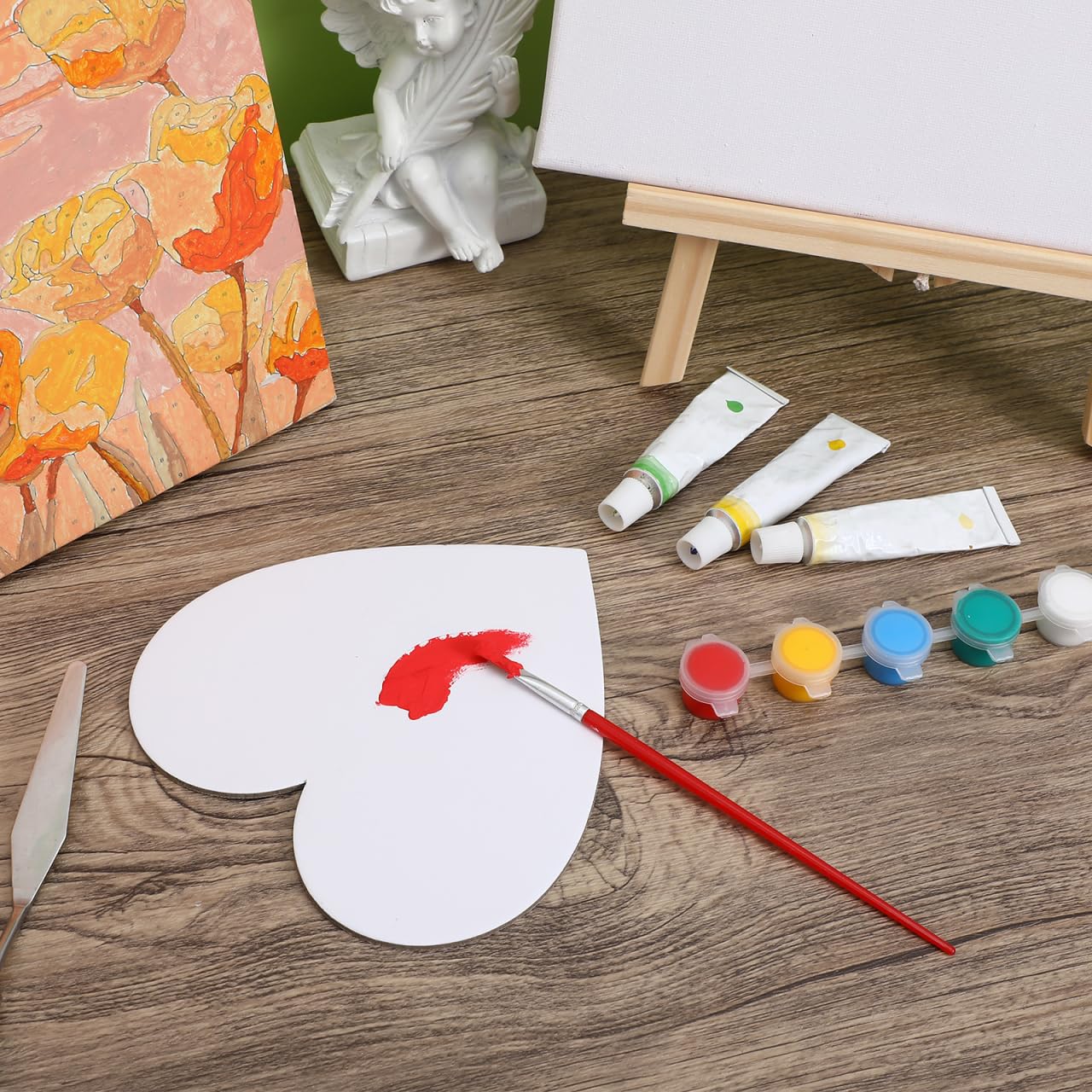 Healifty Pannelli in Tela a Forma Di Cuore 5 Pezzi 5.91x5.91 per Pittura Ad Olio Acrilico