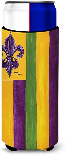 Vista 77 de Caroline's Treasures 8137LITERK Mardi Gras Fleur de lis Nation Botella de vino Hugger Botella Enfriador de Frigorífico Funda Abrazador Lavable a