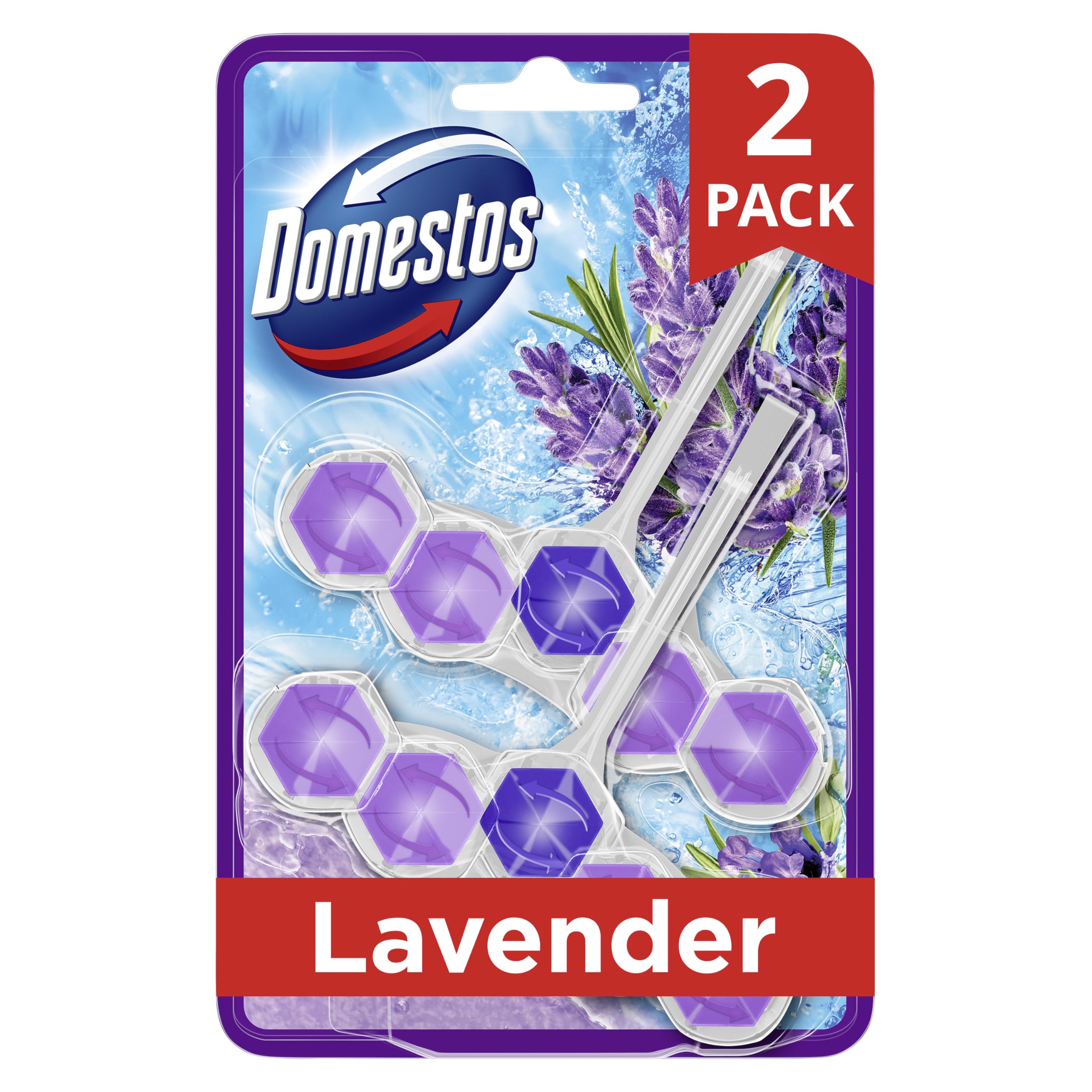Domestos Power 5 Lavender Toilet Rim Blocks 2X 50 G