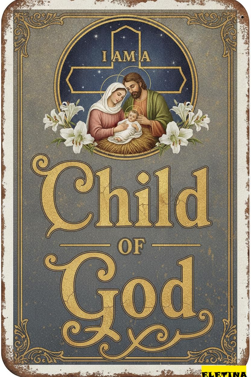I Will Cling To The Old Cross Easter Bible Verse Nativity Scene Vintage Metal Sign 8x12in