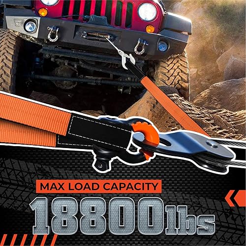 Miniatura 3 de Paquete de 2 correas de elevación resistentes de 2 x 15 pies, capacidad de 18800 libras, correa de nailon resistente para elevación, correas de