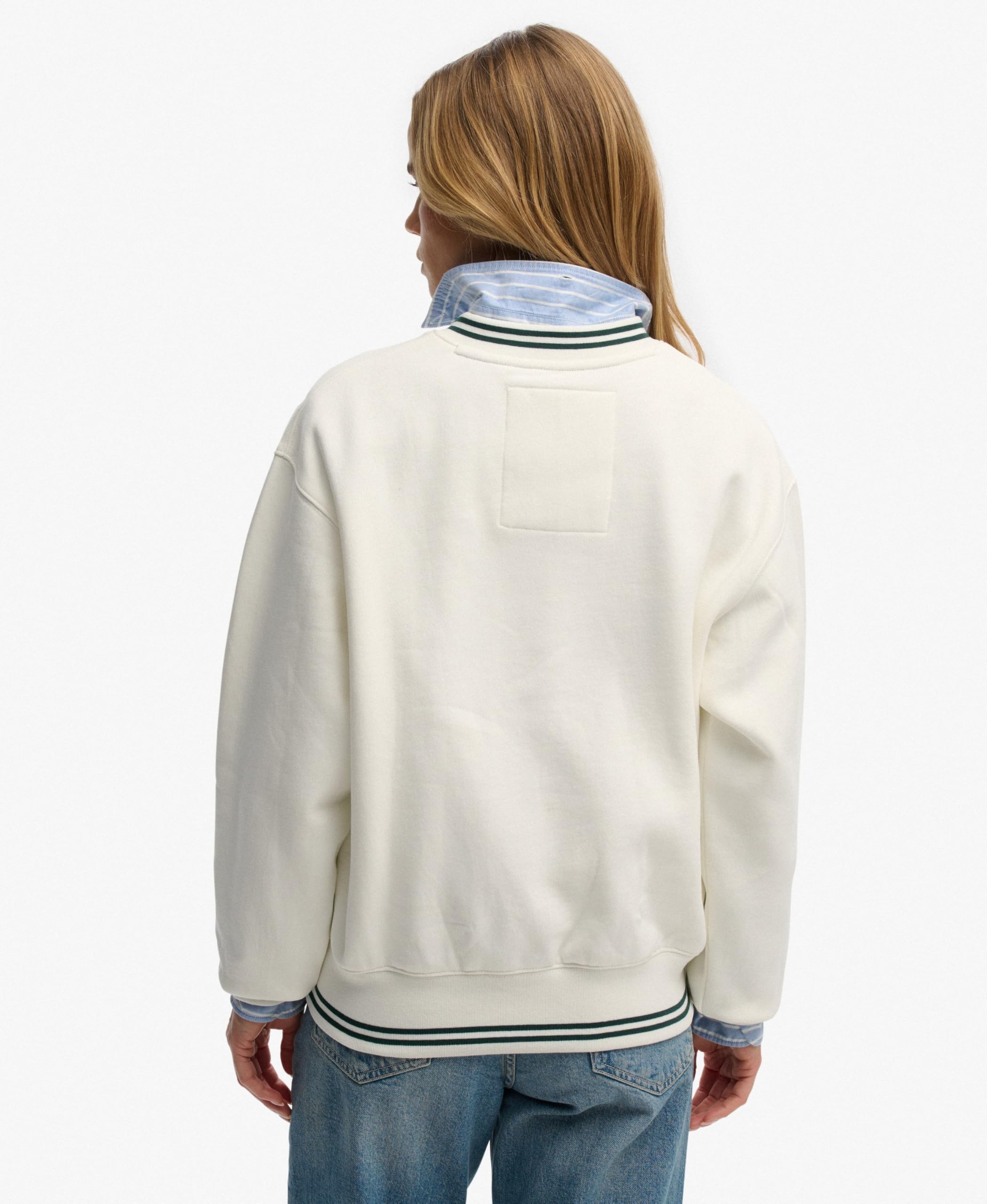 Superdry Country Club Sweat-shirt à col en V pour femme avec application Crème 38