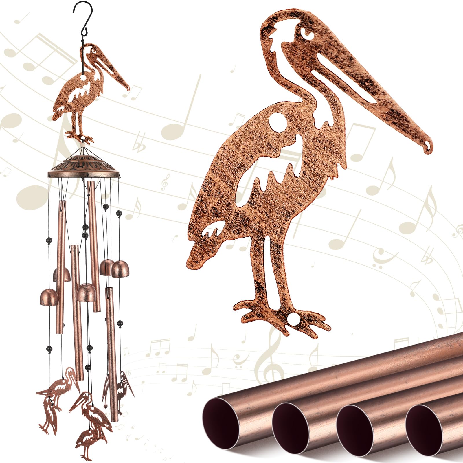 VioraWhite Pelicans Wind Chimes Outdoor Decoration for Women Men Mom Wife Grandma Pelicans Gifts Memorial Metal Wind Chimes for Outside Indoors, Lawn, Patio, Home, Porch, Garden, Yard Decor