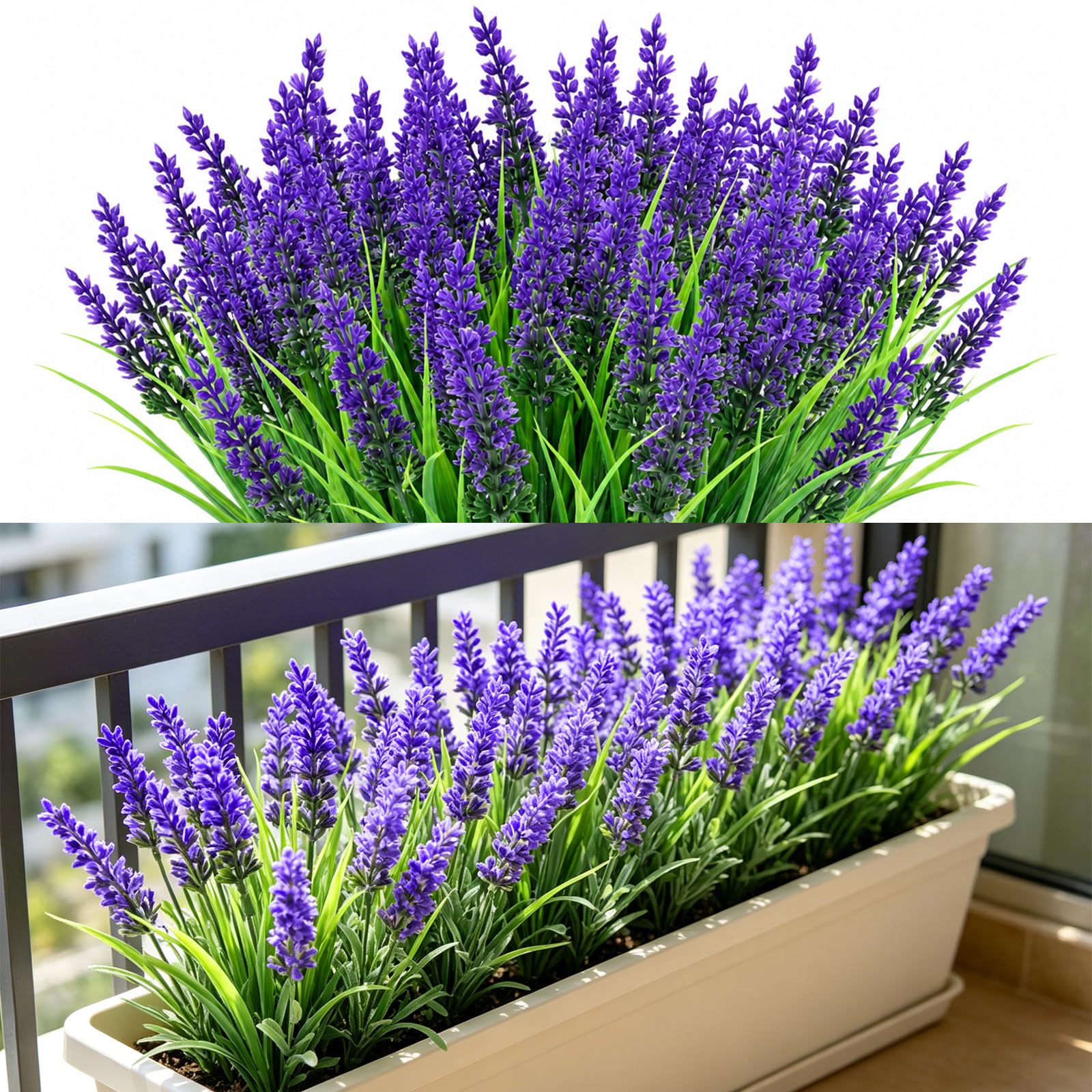 Artificial Flowers Outdoor 12 Bundles Faux Lavender Plants Purple Flowers