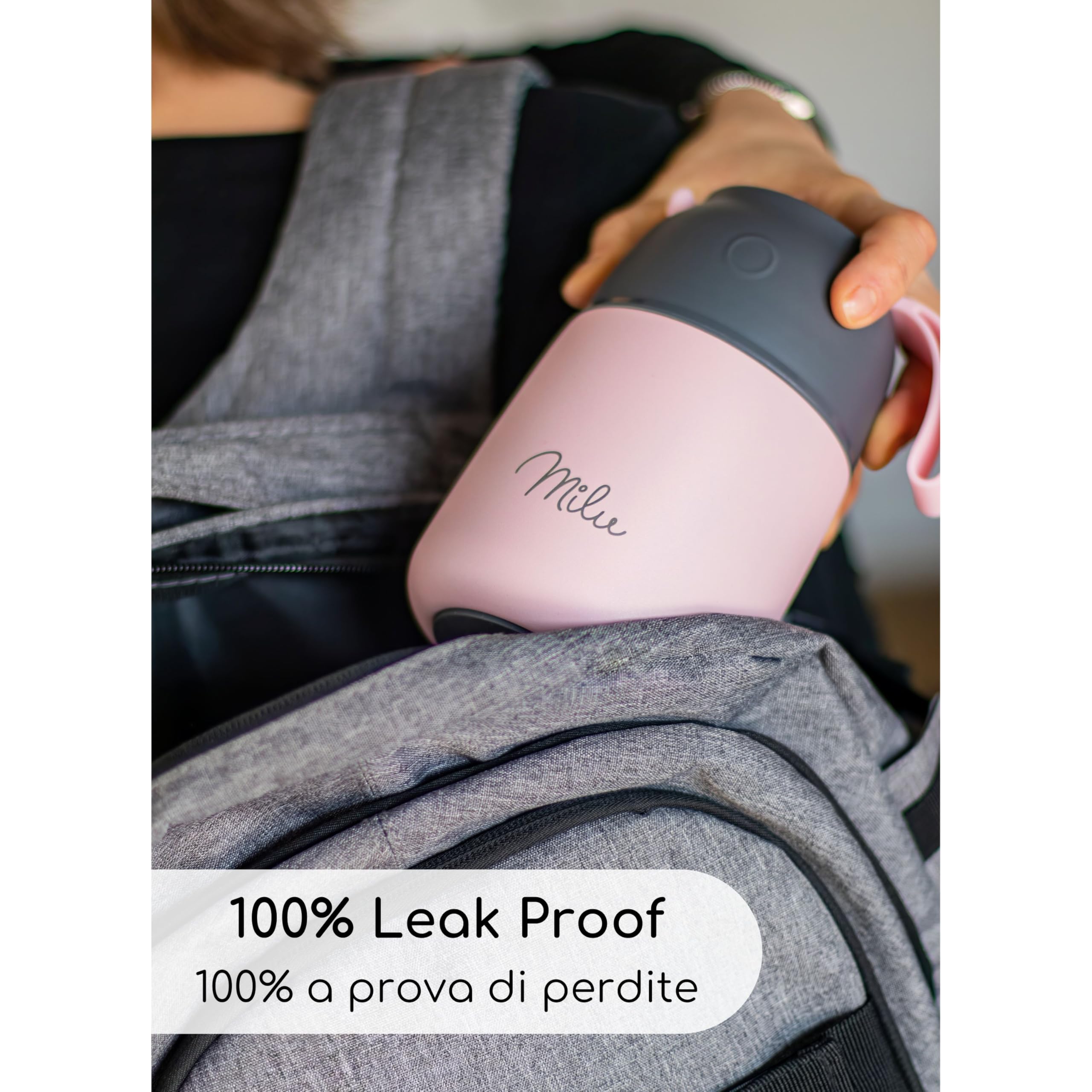 Milu Thermo per Alimenti 300ml 440ml 450ml 650ml 800ml I Contenitore Termico di Acciaio Inossidabile, Isotermico Sottovuoto per Cibi Caldi e Freddi (Rosa, 450ml)