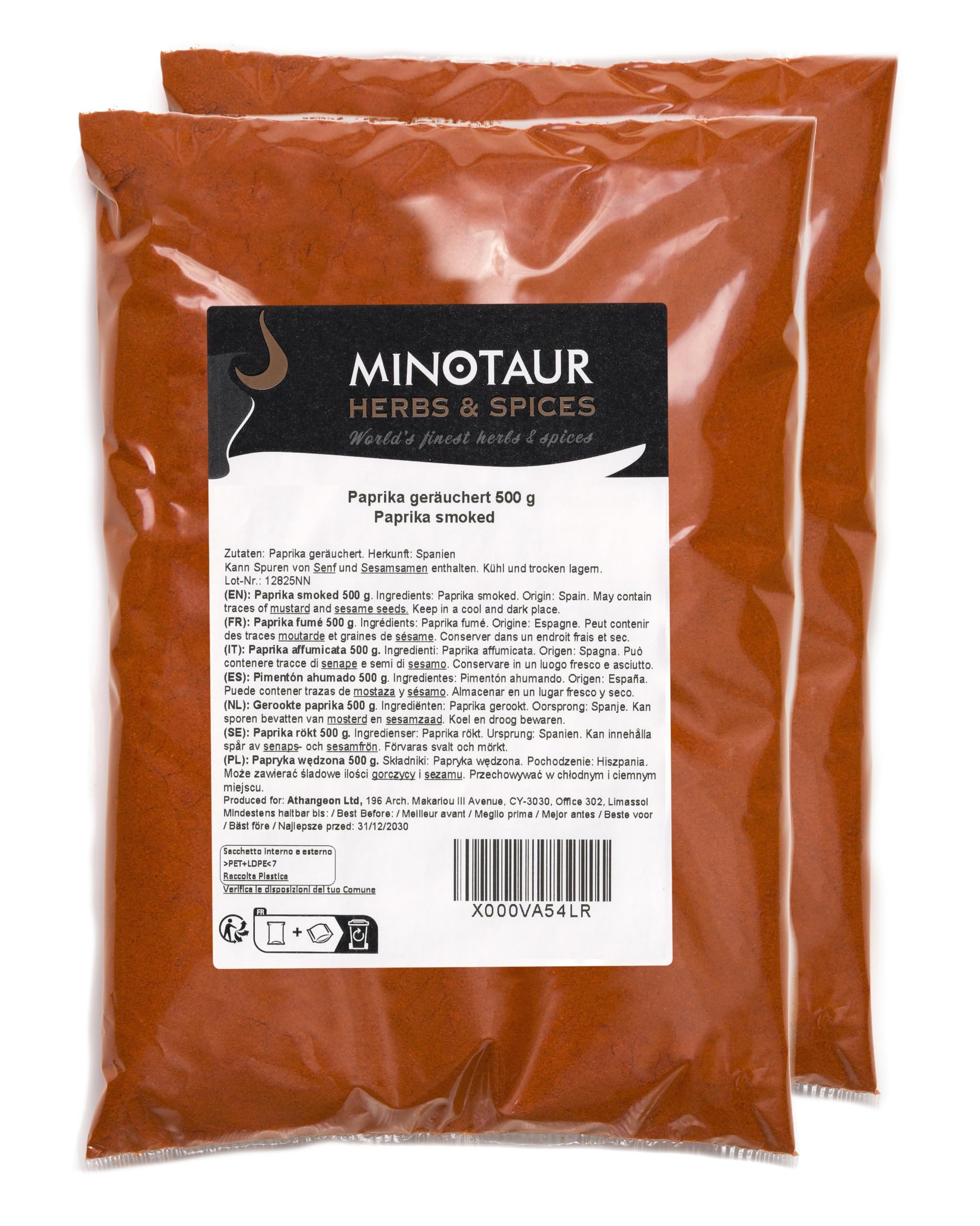 Minotaur Spices | Paprika fumé | 2 x 500 g (1 Kg) Paprika fumé en poudre