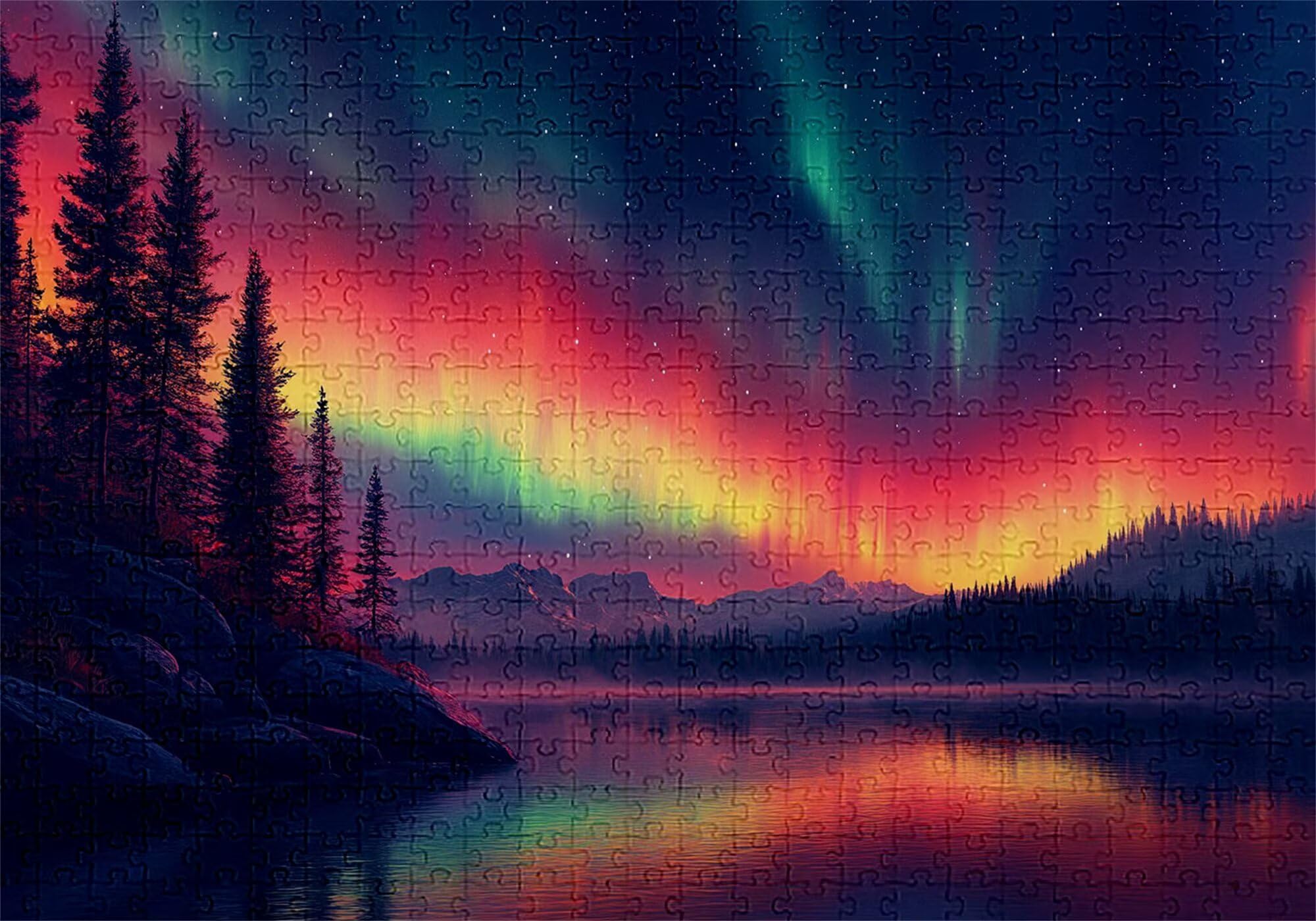 Puzzle 3000 elementów zorza polarna puzzle dla dorosłych jezioro 122 x 81 cm Unikalne rzemiosło klasyczne 3D drewniana układanka do rodzinnych gier aktywnych, układanka do samodzielnego wykonania