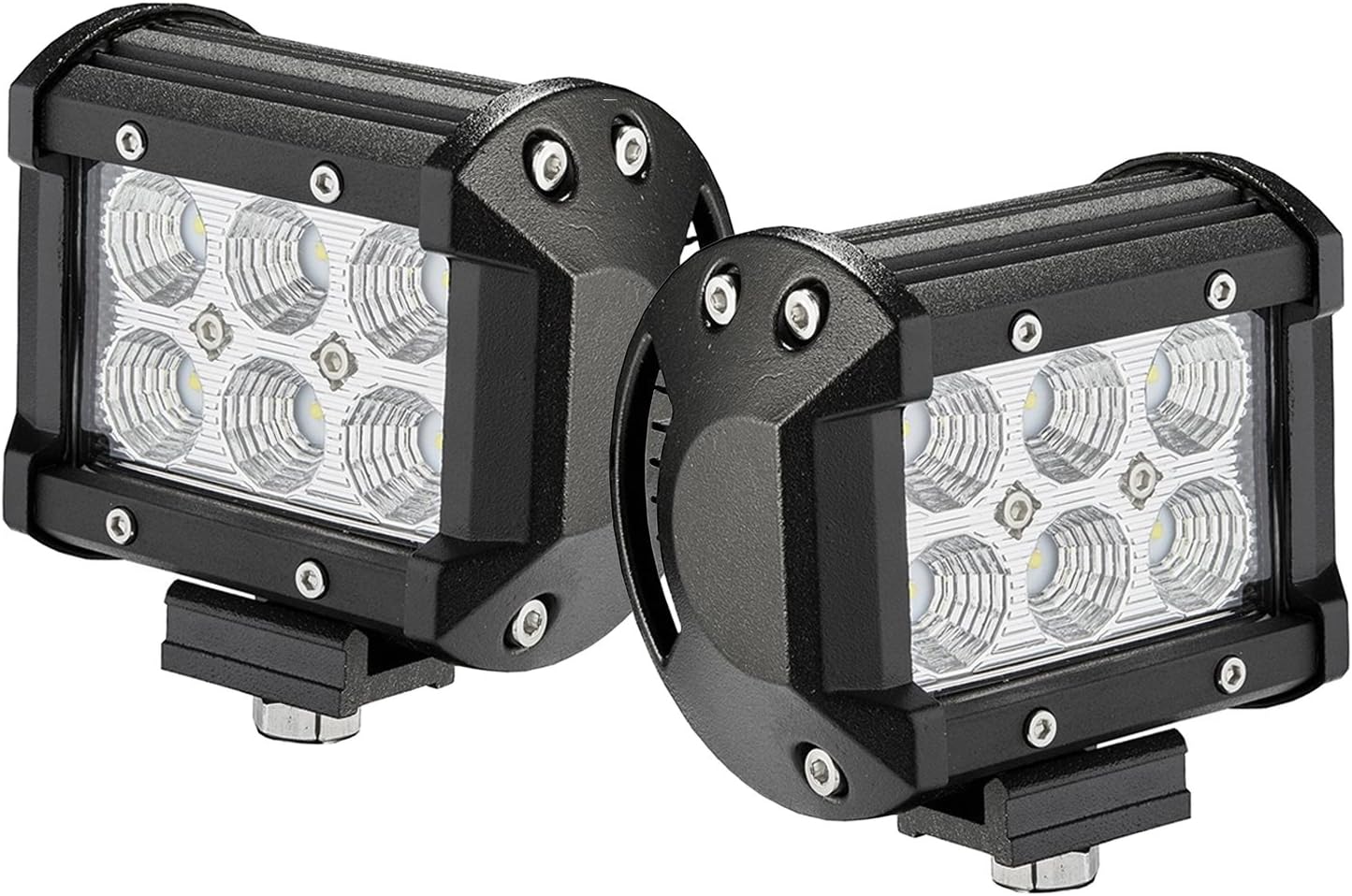 LED Light Bar 2PCS 18W Flood Work Lights 12 Volt Led Lights Off Road Fog Backup Light for Trucks 4WD SUV Boat ATV
