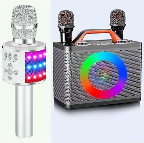 BONAOK Q78 y T-18 Micrófono de karaoke inalámbrico Bluetooth y máquina de karaoke para adultos y niños con luces RGB