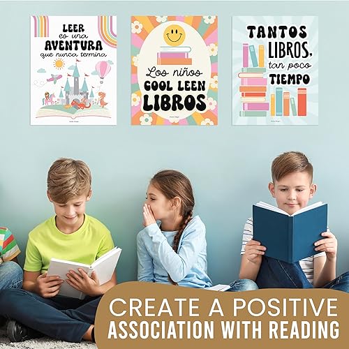Miniatura 6 de Hadley Designs Decoraciones de aula de español - 6 carteles españoles para secundaria, decoración de área para Salón de Lectura, Rincón de Lectura