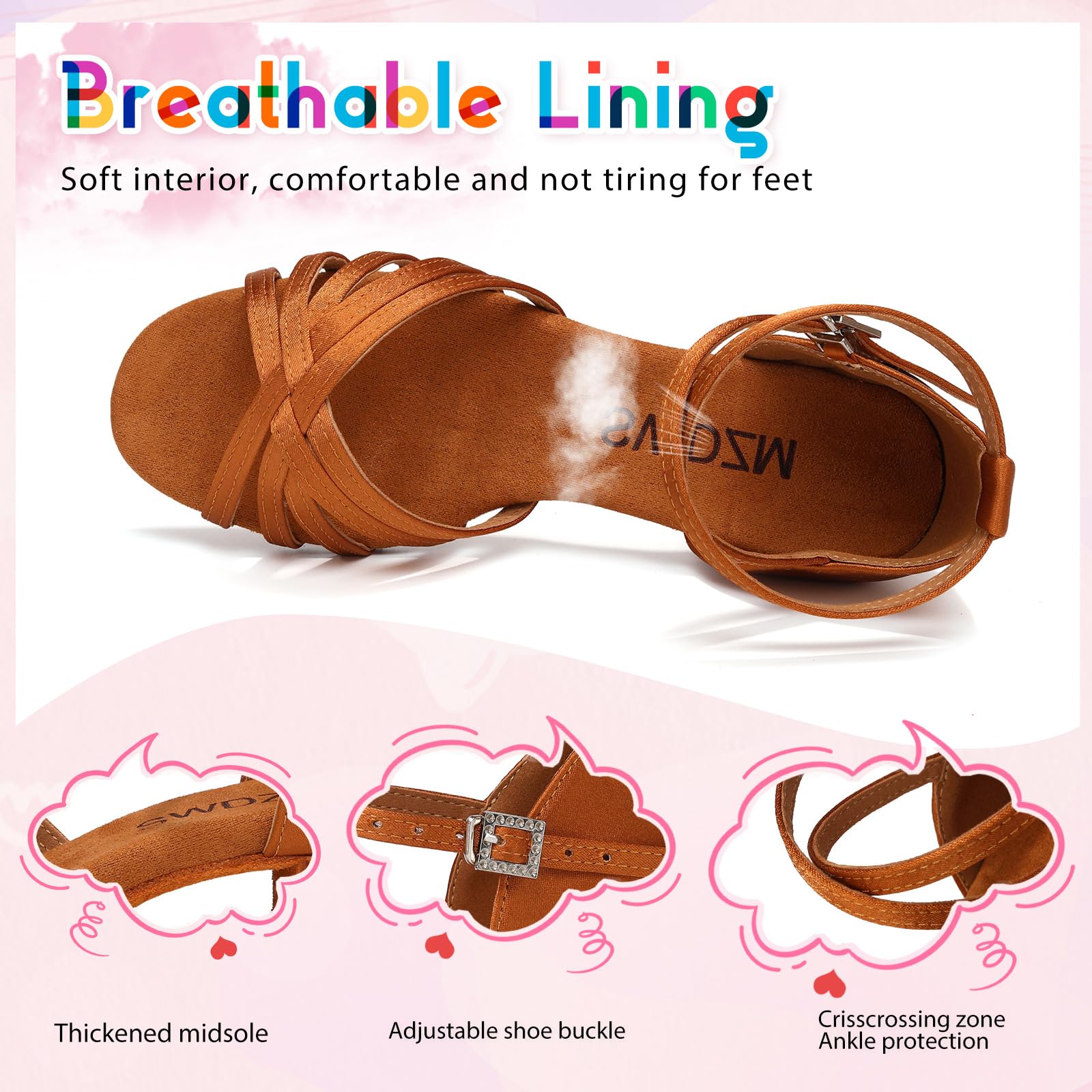 SWDZM Zapatos de Baile Latino Niña Tacón 3 cm Estándar Salsa Bailarina y Bachata Principiantes Bailarina Práctica