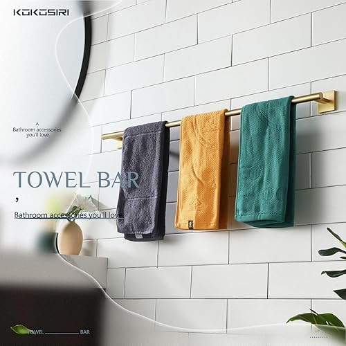 Miniatura 7 de Toallero de baño KOKOSIRI de 32" para cocina y baño, barras de toalla de 32 pulgadas, acero inoxidable cepillado dorado B4005BG-L32