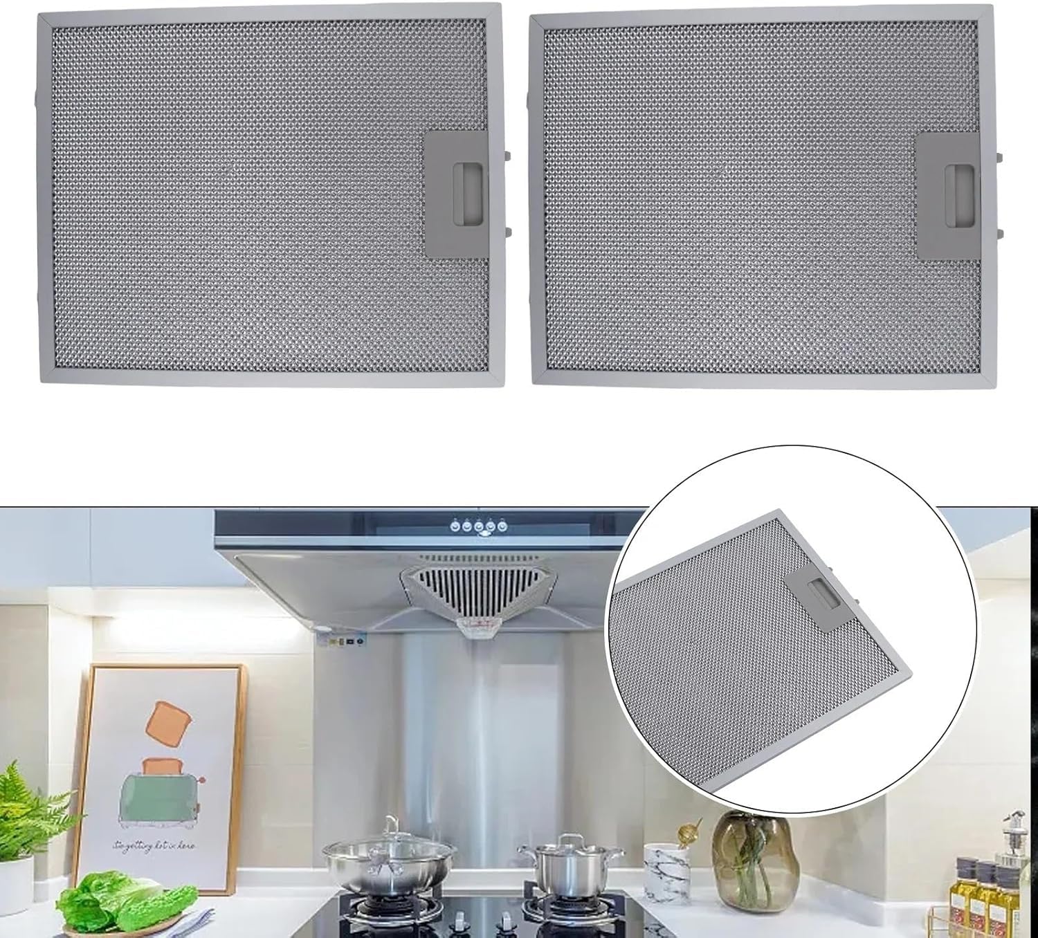 Aluminiowy filtr wentylacyjny wielokrotnego użytku do okapów kuchennych, 320 x 260 mm, 2 sztuki – trwały filtr powietrza do wydajnego gotowania i kontroli zapachu