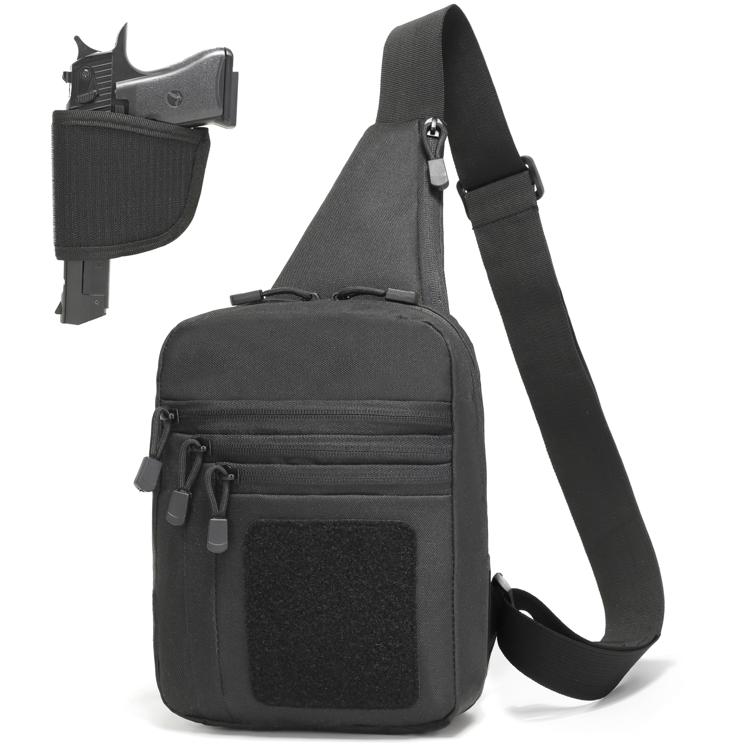 CCW - Borsa a tracolla per armi da uomo, borsa tattica a tracolla per pistole (nero)