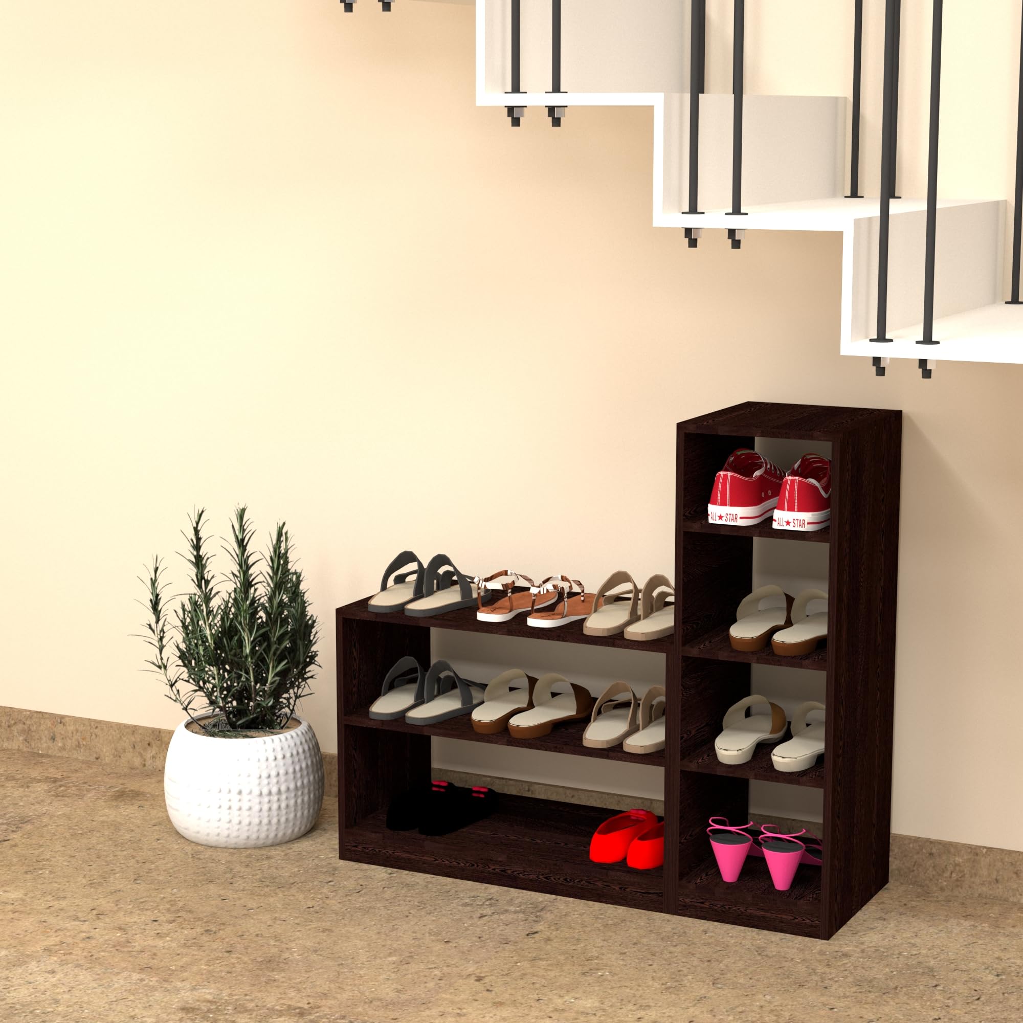 DDPL Duston Engineered Wood Shoe Rack, Cabinet, Storage, Rack, with Door, Classice Walnut, Wenge (Wenge)