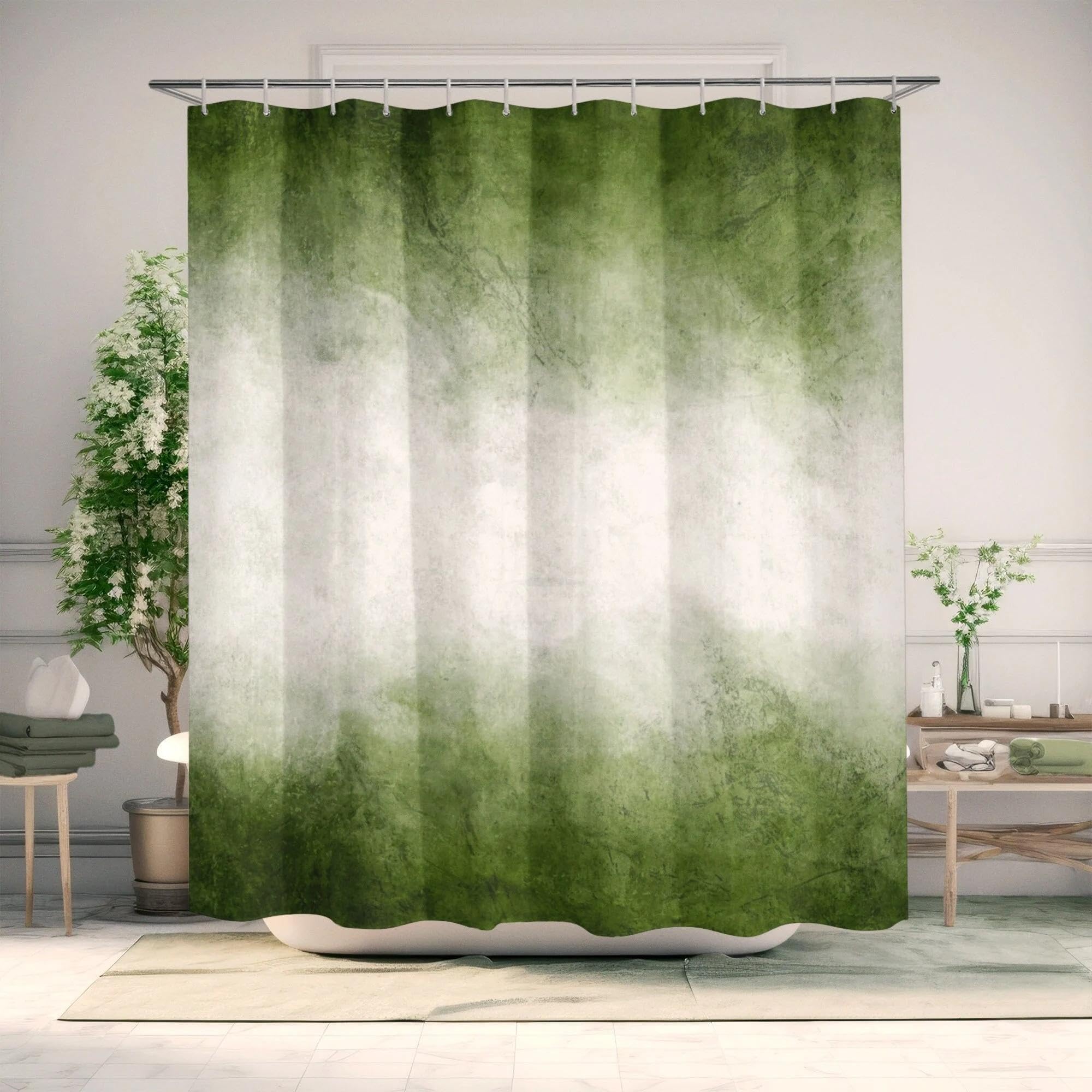 Rideau de douche vert olive 120 x 182 cm pour rideau de baignoire tissu