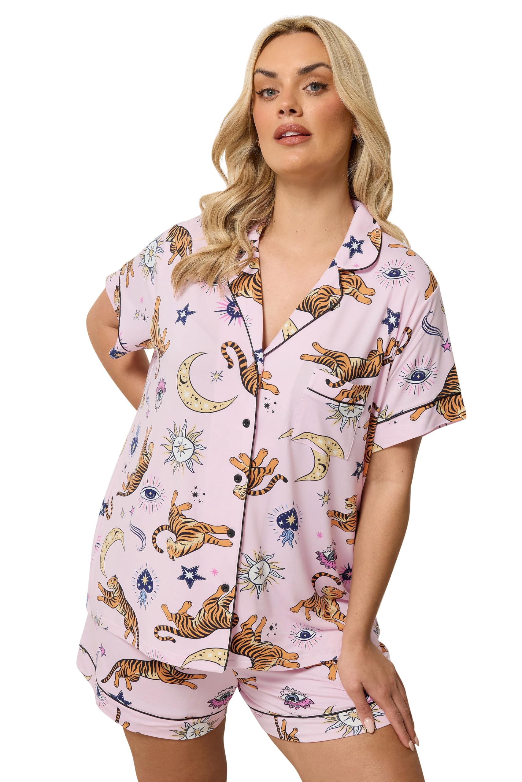 Yours Women's Baby Pink Celestial Short Pyjama Set In Size 22-24 Infant