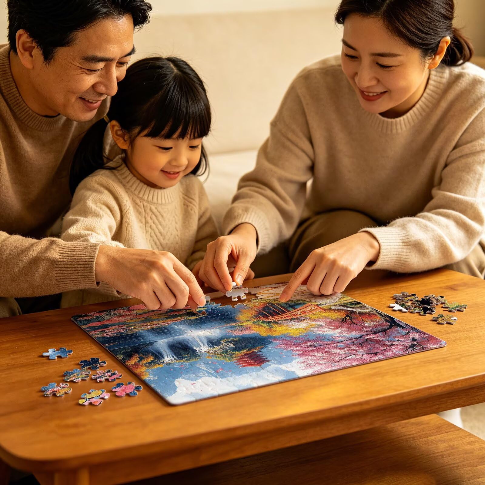Puzzle 1000 elementów, puzzle 1000 elementów dla dorosłych, trudne puzzle, druk w wysokiej rozdzielczości i jasne kolory, drewniane puzzle jesienny krajobraz z wykwintnym pudełkiem do pakowania W3H