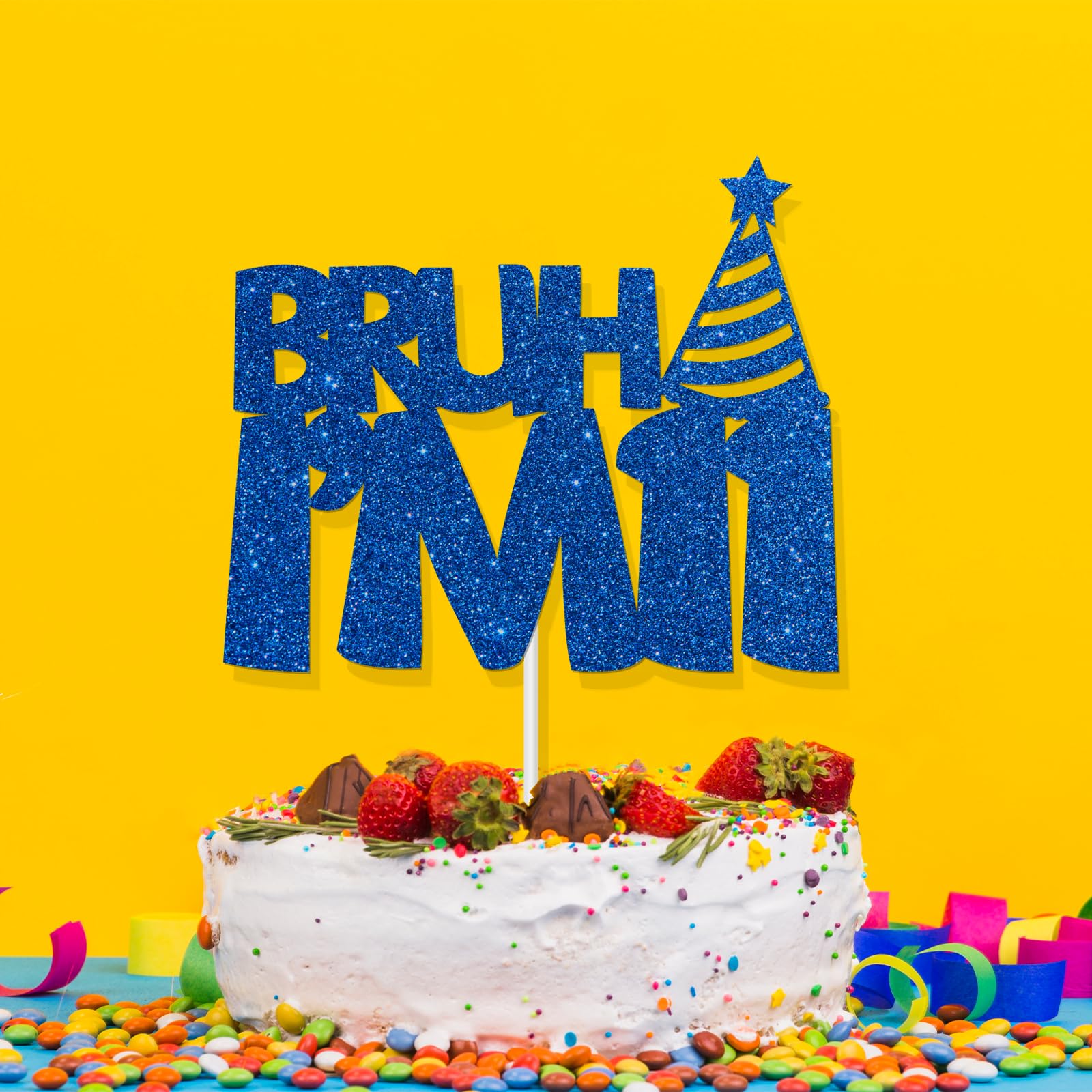 „Bruh I‘m 11“ Kuchen-Topper – Blauer Glitzer, Für 11. Geburtstagsparty