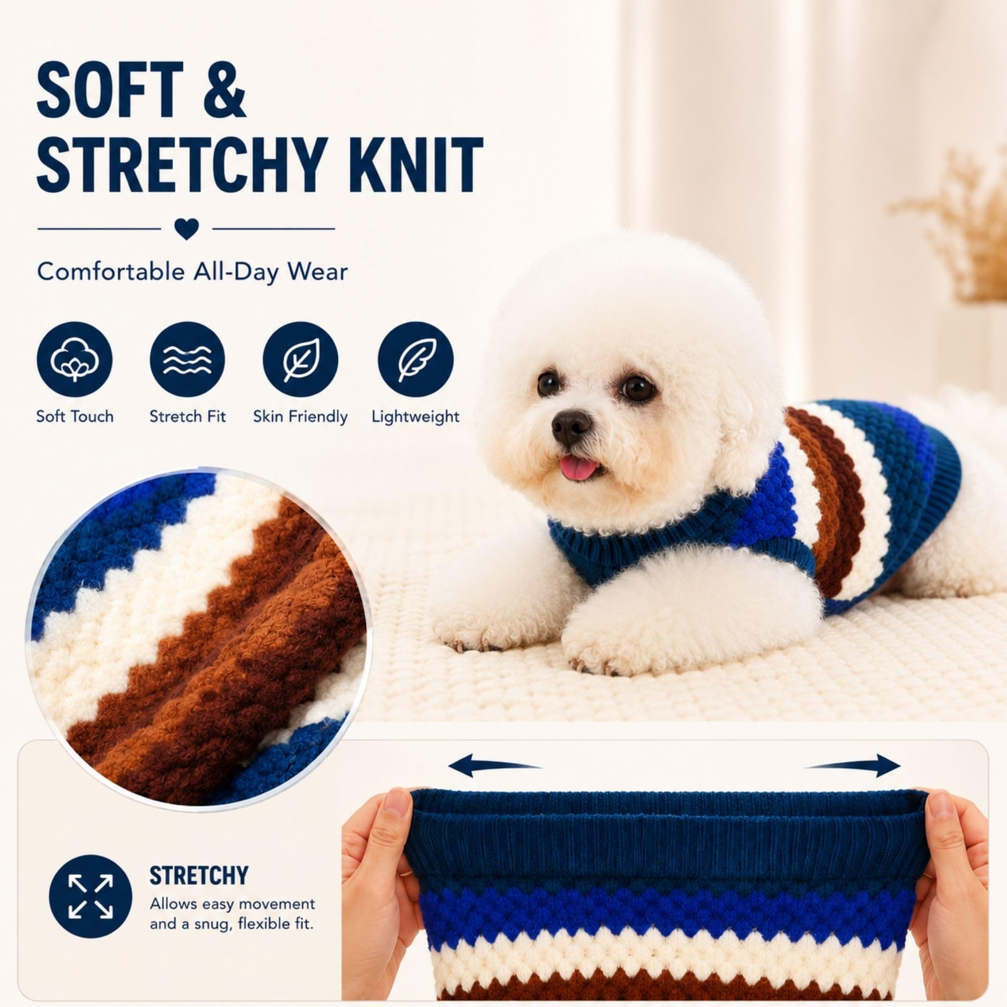 Chandails pour chiens de taille moyenne, vêtements en tricot pour chien | Vêtements épais à col roulé classique, pull chaud pour chien garçon femelle, vêtements extensibles pour animaux de compagnie