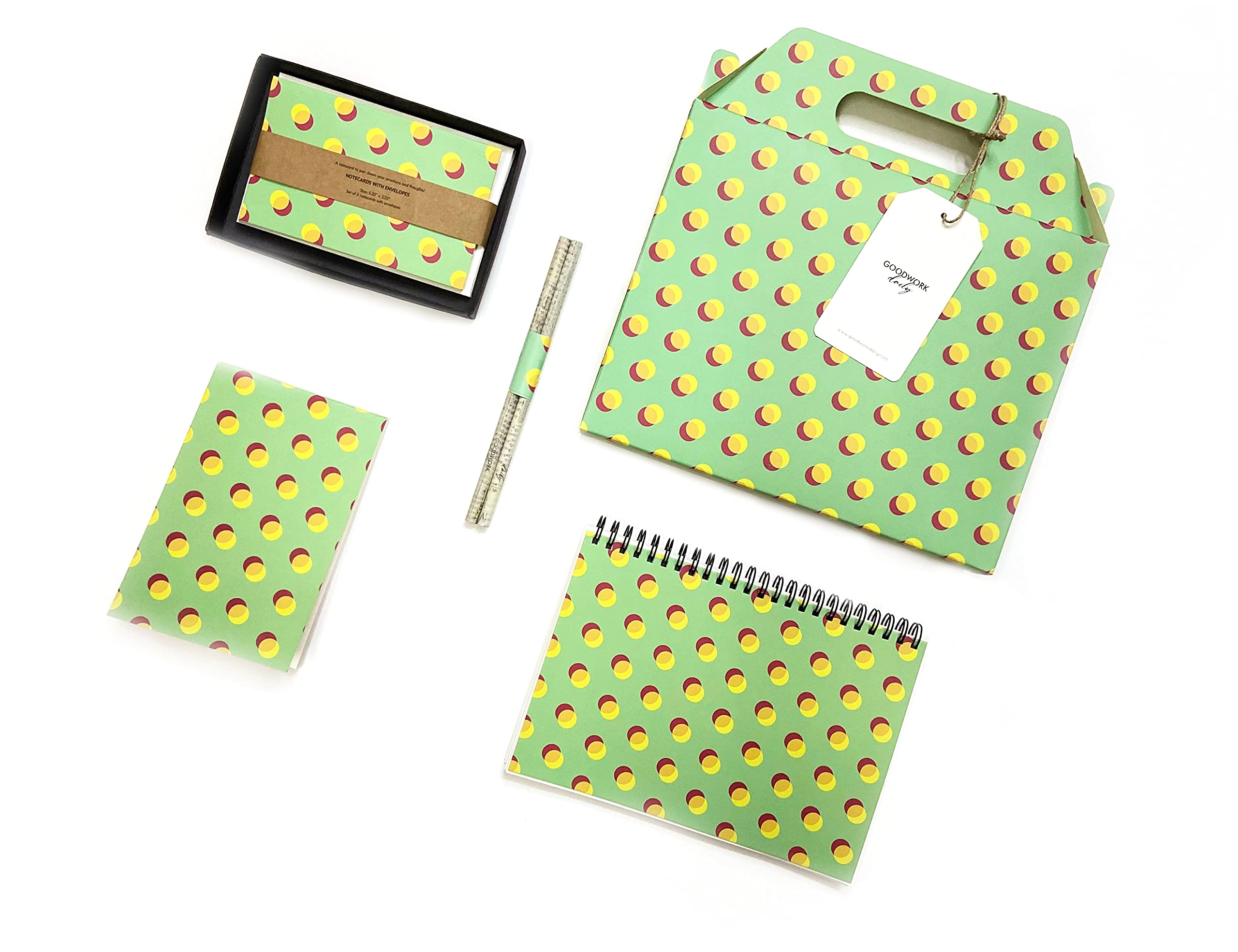 Stationery Set Notebooks, Notecards, Pencils, Notepad-Dusky Polkas