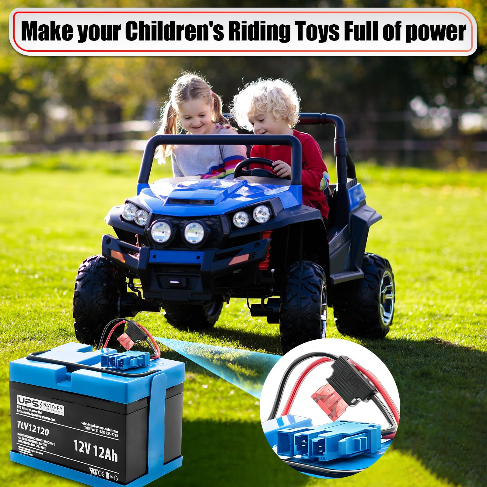 Paquete de 2 conectores de arnés de cables de 12 AWG de repuesto compatibles con batería SLA de 12 voltios Peg-Perego para niños y niñas, cable conector con fusible 4