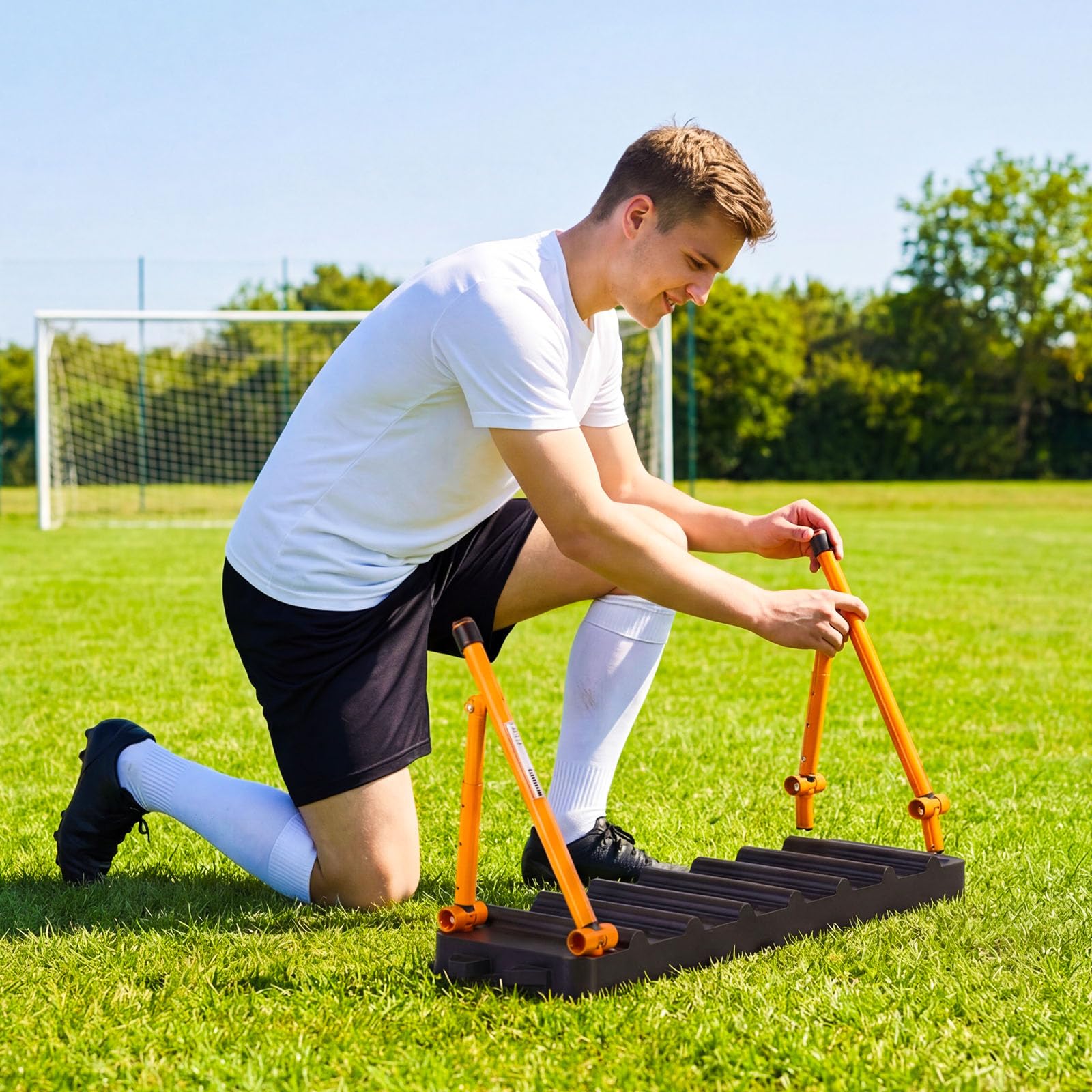 VEVOR Fußball Rebound Board 95 x 25 cm, Prellwand Brett Tragbar mit Doppeloberflächen und 3 Verstellbaren Winkeln, Fußballprellwand aus PP, Balltrainingsgerät für Pass- und Reaktionsübungen
