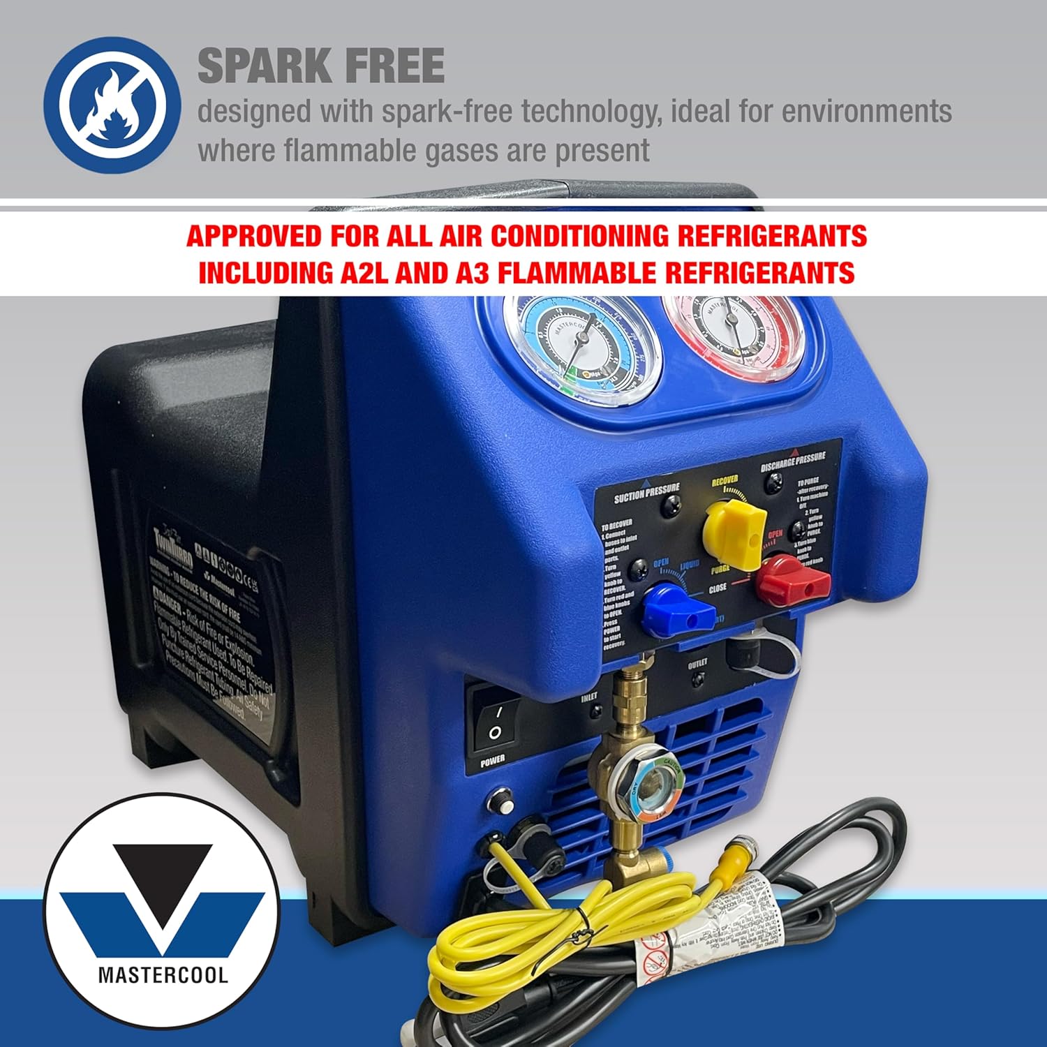 Dual Refrigerant 30lb A/C Recovery System with Spark-Free Technology