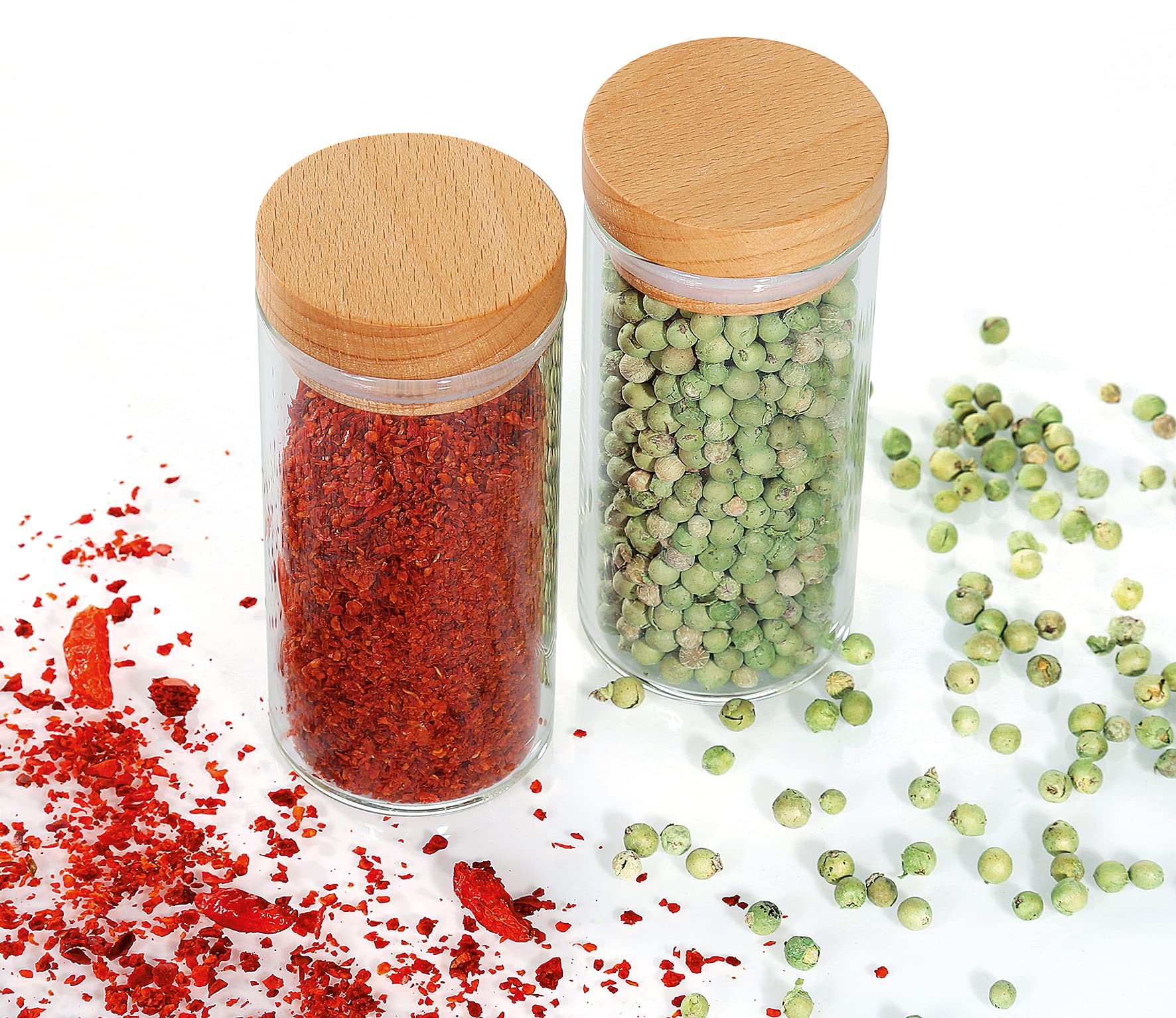 Zassenhaus Étagère à épices en hêtre avec 6 bocaux en borosilicate