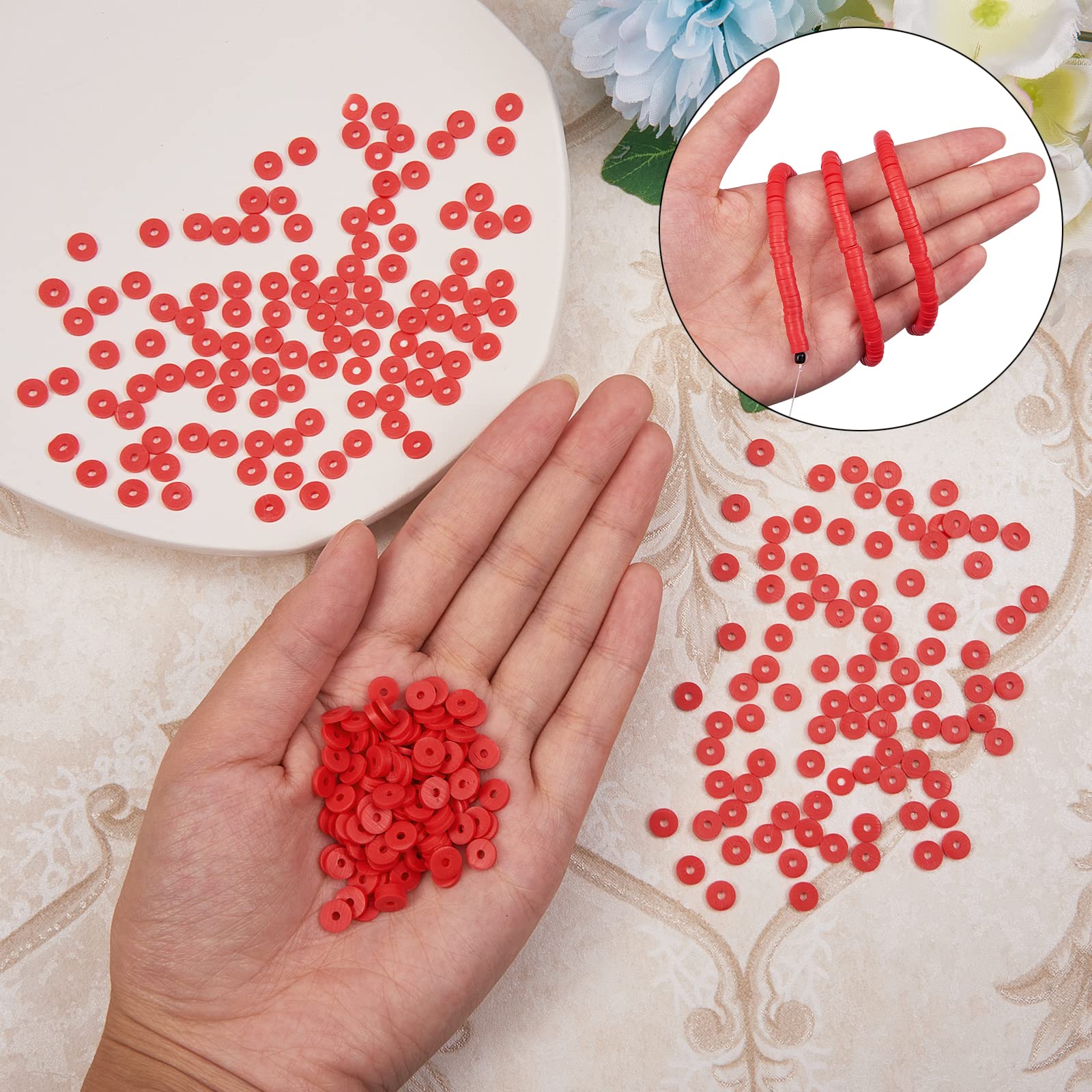 BEEFLYING 6mm Polymer Clay Heishi Beads Flat Round Environmentally Friendly Spacer Beads for Diy Hawaiian Earrings Bracelets Necklaces Jewellery Making10 Strand - Image 3