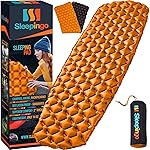 Sleepingo Inflatable Mat - Ultralight Sleeping Pad for Camping and Backpacking - Compact Air Mattress - Camp Mat with Tear-Resistant Ripstop Nylon - 73.5 x 21.5 Inches, Black and Orange