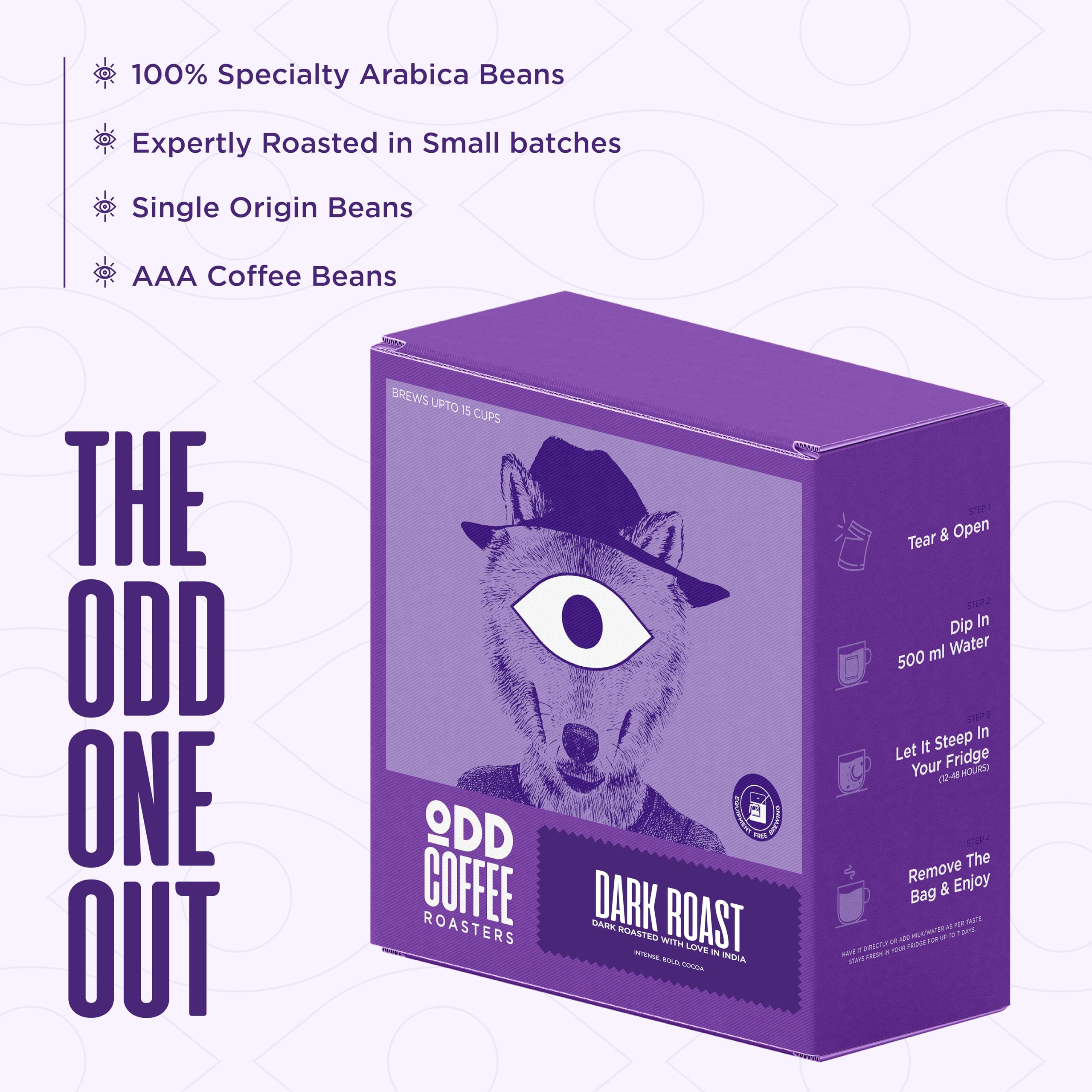 ODD COFFEE ROASTERS Cold Brew Coffee Bags | Dark Roast | 5 Bags Makes 15 Cups | Easy 3-Step Overnight Brew | No Equipment Needed | 100% AAA Grade Specialty Arabica | Sourced from Chikmagalur 1