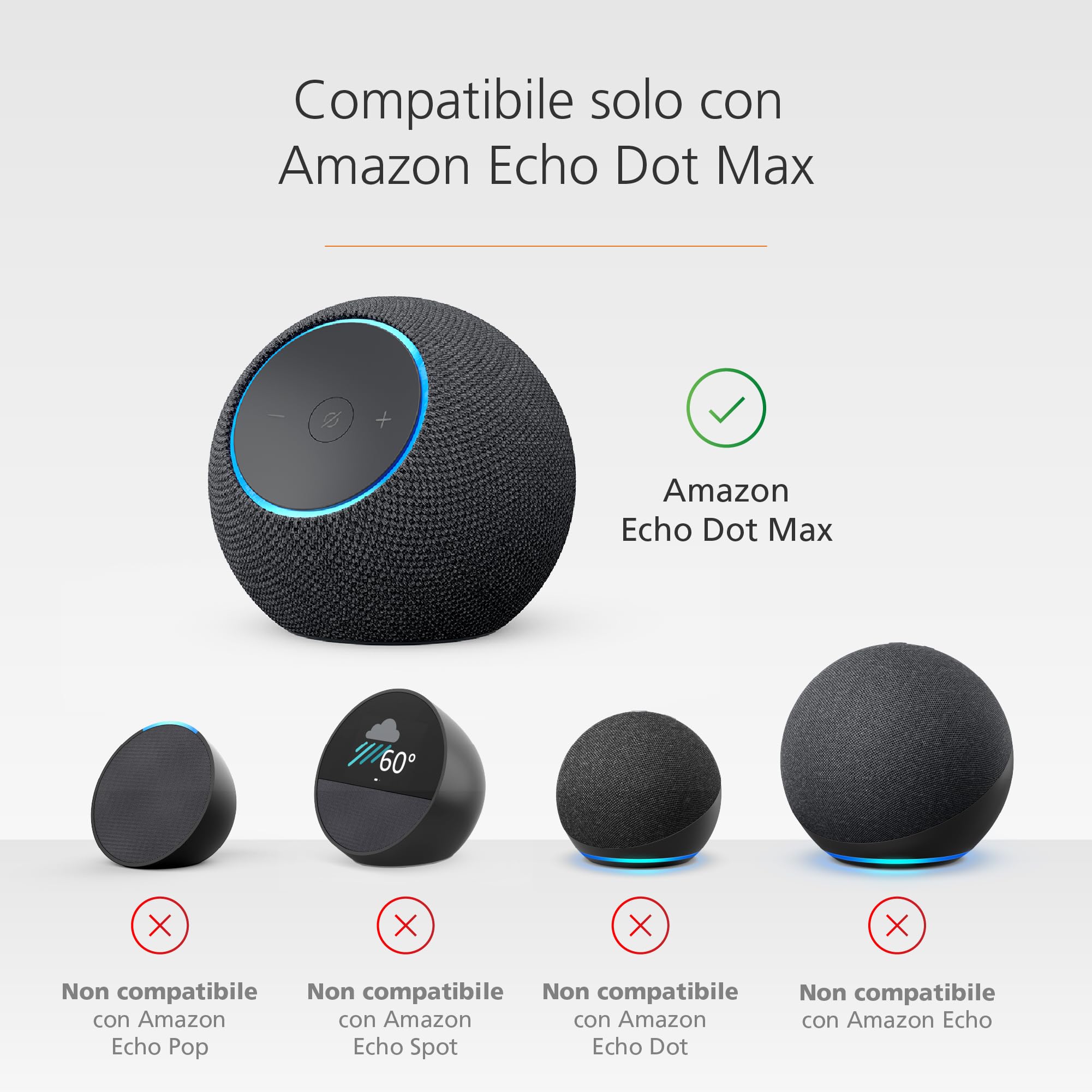 Nuovo supporto da tavolo per Echo Dot Max con porte di ricarica USB-C, Made for Amazon
