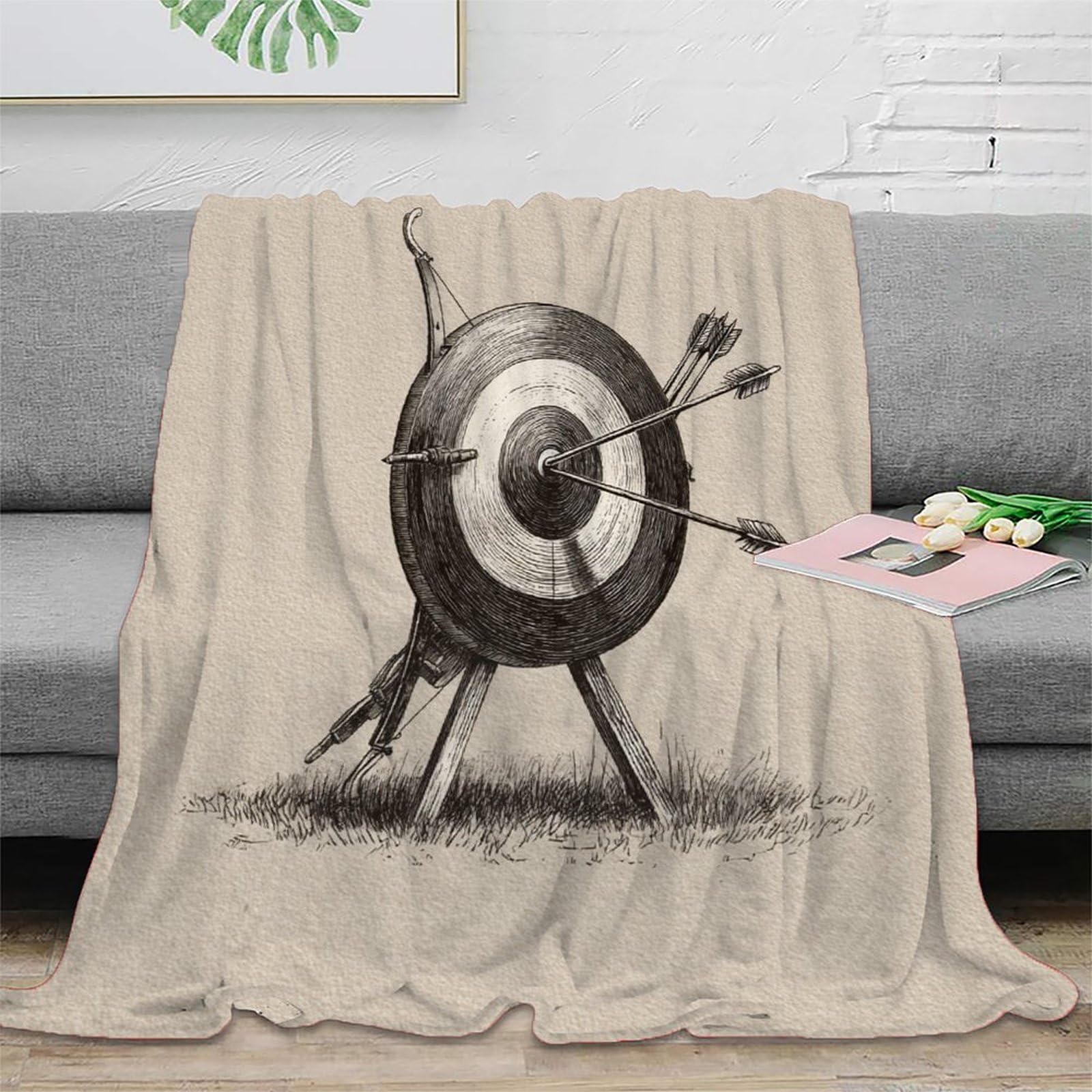Phqazwsxe Xu517xlyko37 3D Printed Archery Target Bedding Throw Microfiber Ultra Soft Warm Bedding Vintage Sketch Home Blanket Heartfelt Gift For Families Couples New Homeowners 40X50inch(100X130cm)