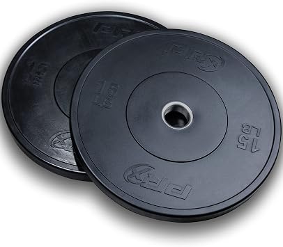 PRx Performance Prime Bumper Plates, Solid Rubber Olympic Weight Plate Pairs with Steel Hub for Weight Lifting Sports Training