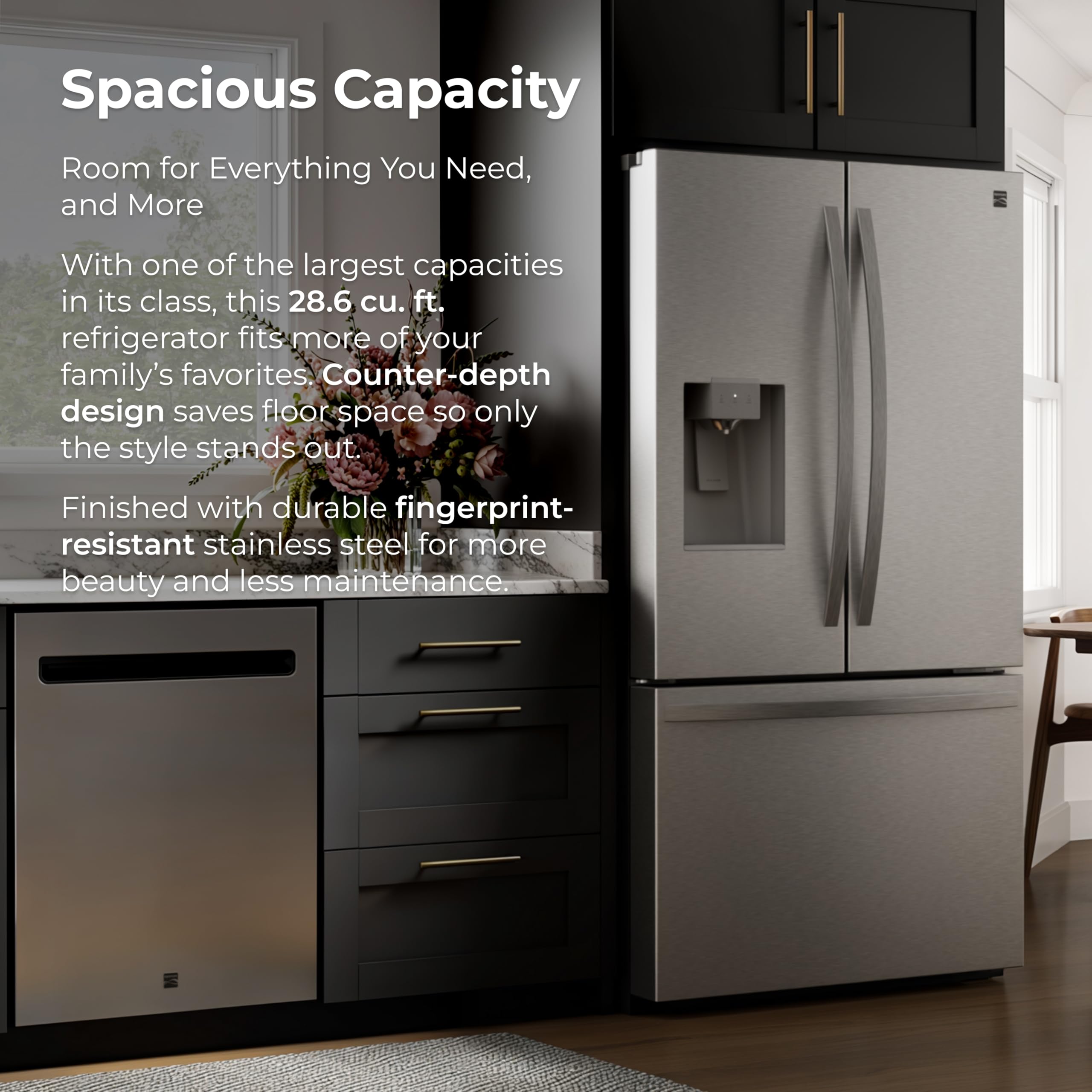 Kenmore 36" French Door Refrigerator with Freezer - Accela Chill, Adjustable Shelving, Dual Evaporator, ENERGY STAR Certified, 28.6 cu. ft. Capacity - Fingerprint Resistant Stainless Steel on Fridge.com